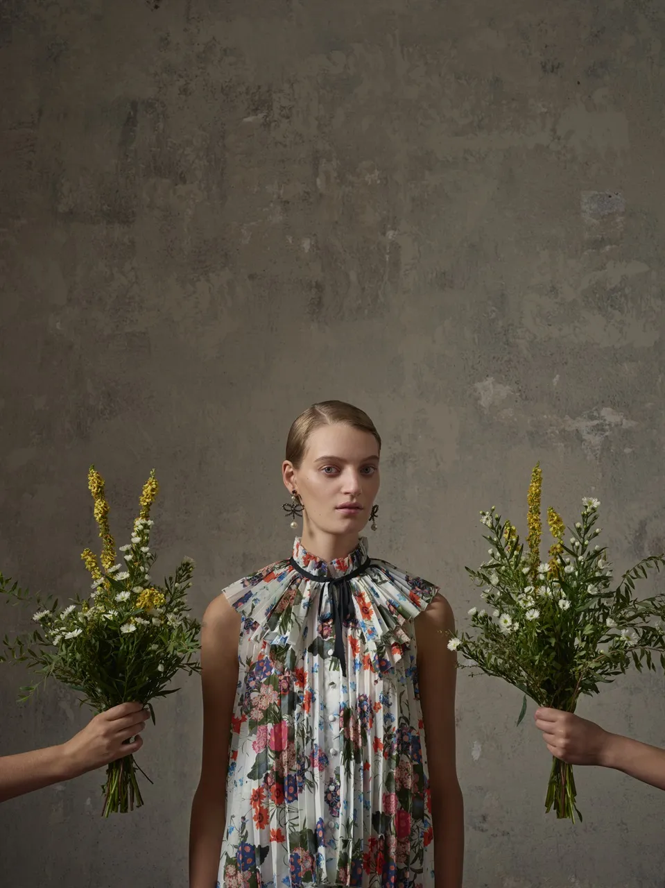 Pleated Floral Top
