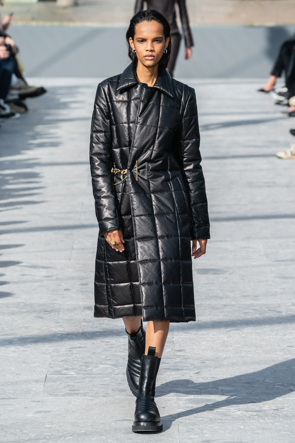 Lug Boots in Black Leather with Stitching Detail FW2019