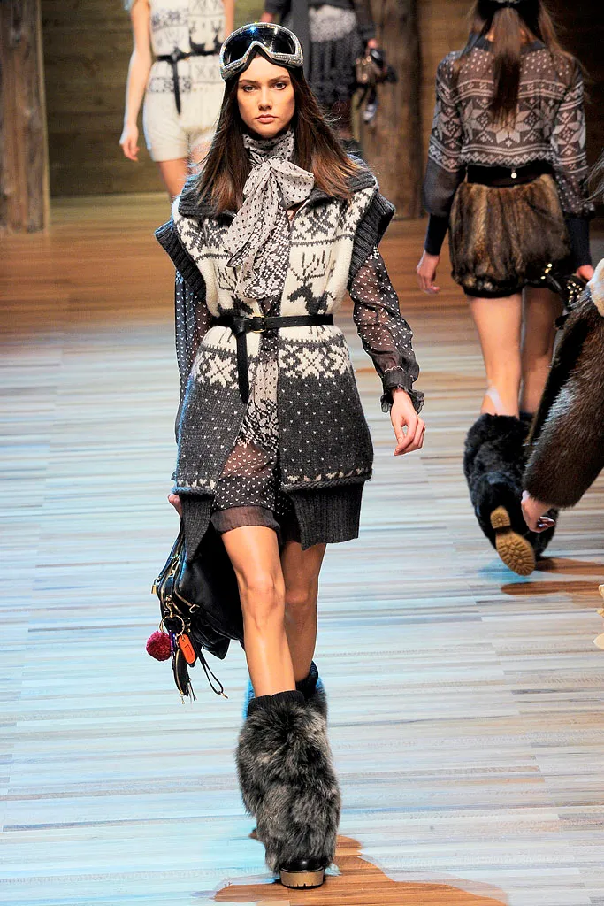 Silk Chiffon Fair Isle Print Midi Dress FW2010