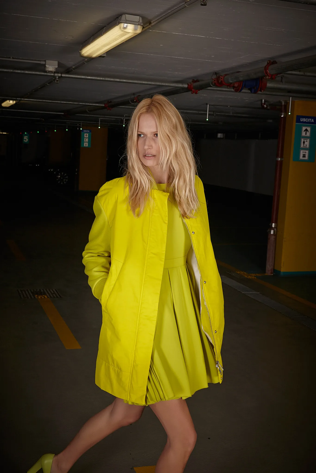 Lime Green Pleated Dress Resort2014