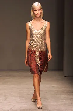 Gold Lamé Brocade V-Neck Tank Top SS2002