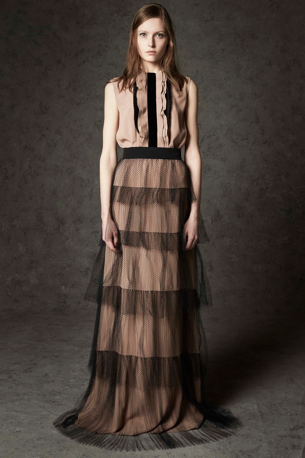 Tiered Tulle & Silk Maxi Dress PreFall2016