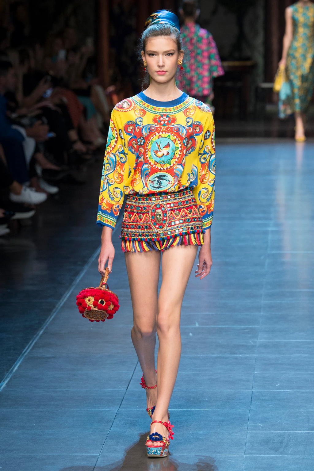 Carretto Print Canvas Wedge Sandals SS2016