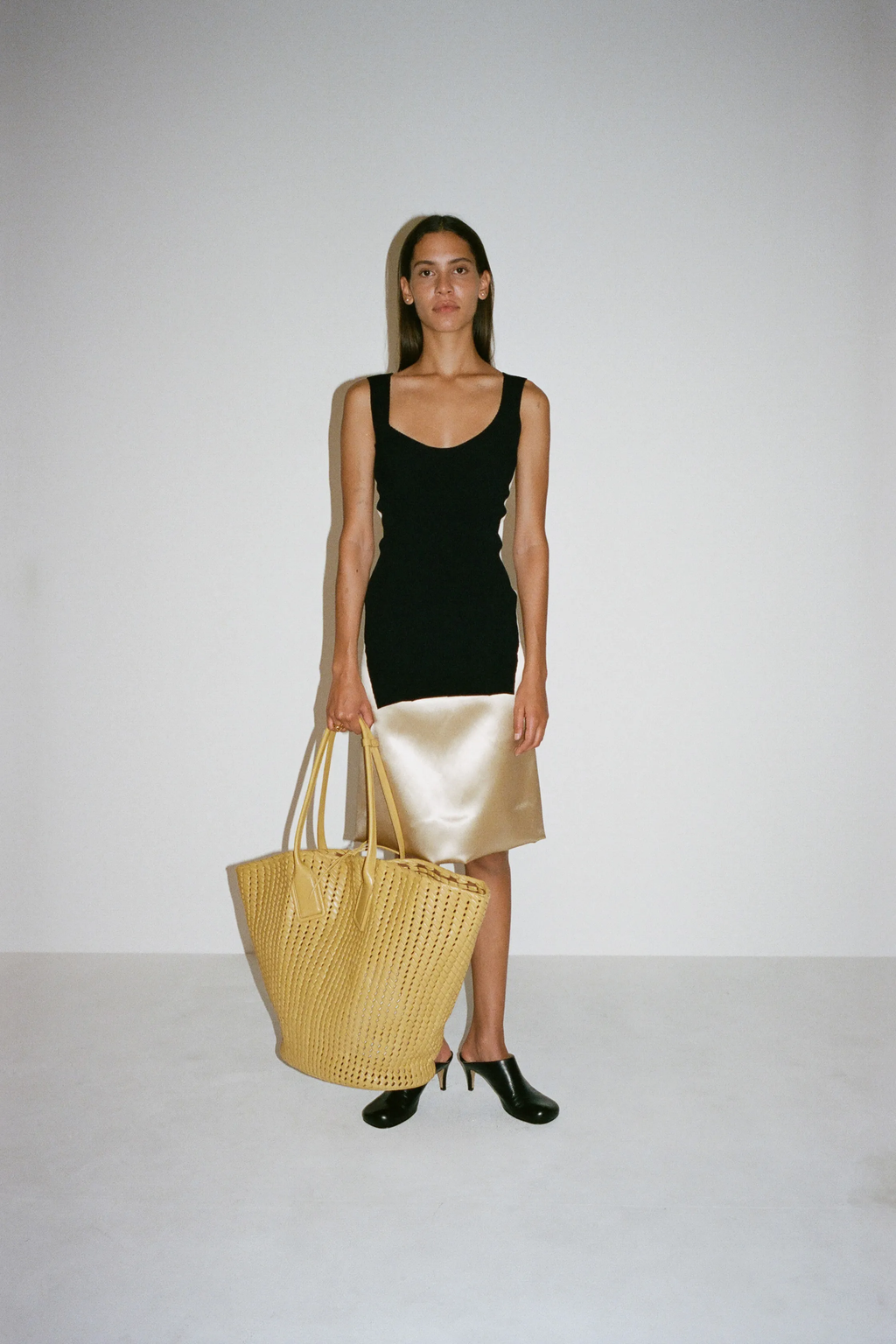 Satin A-Line Mini Skirt Champagne PreFall 2019