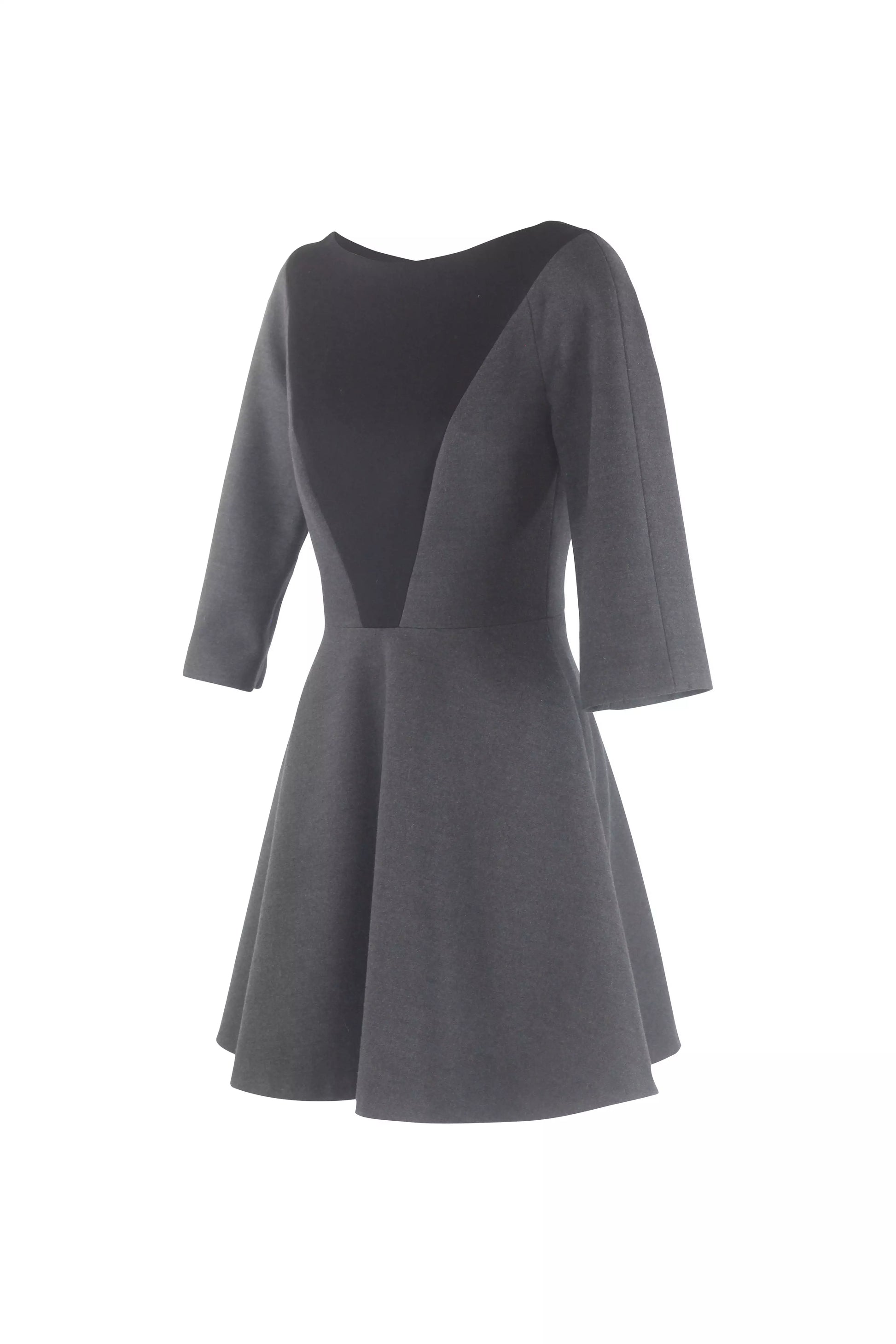 Wool Colour-Block Fit & Flare Dress