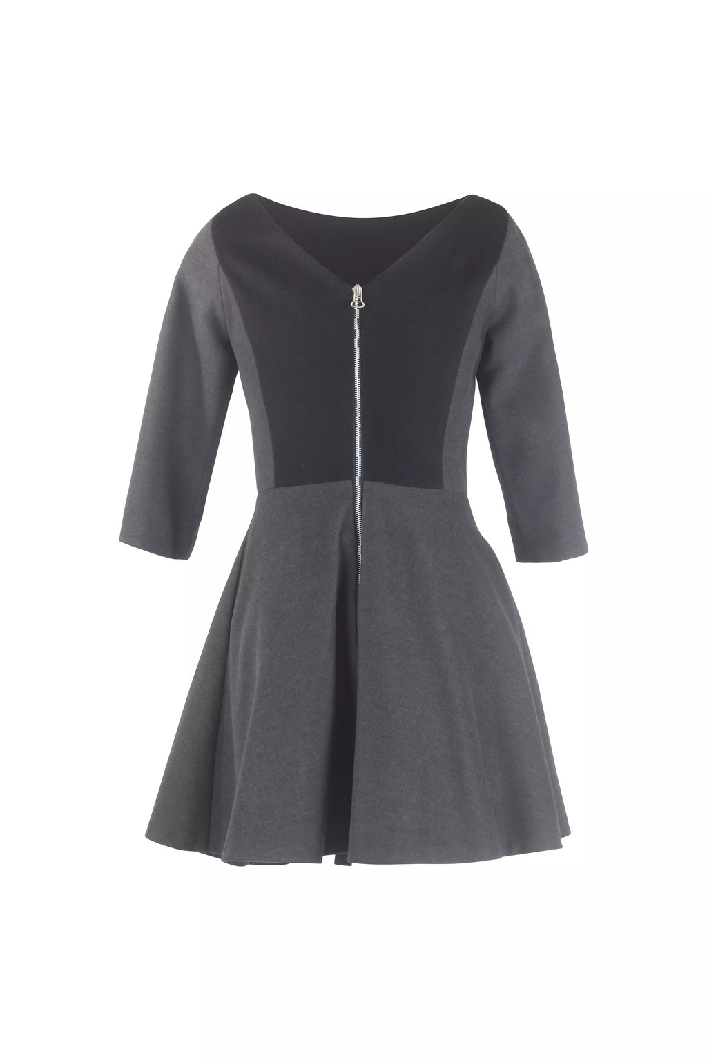 Wool Colour-Block Fit & Flare Dress