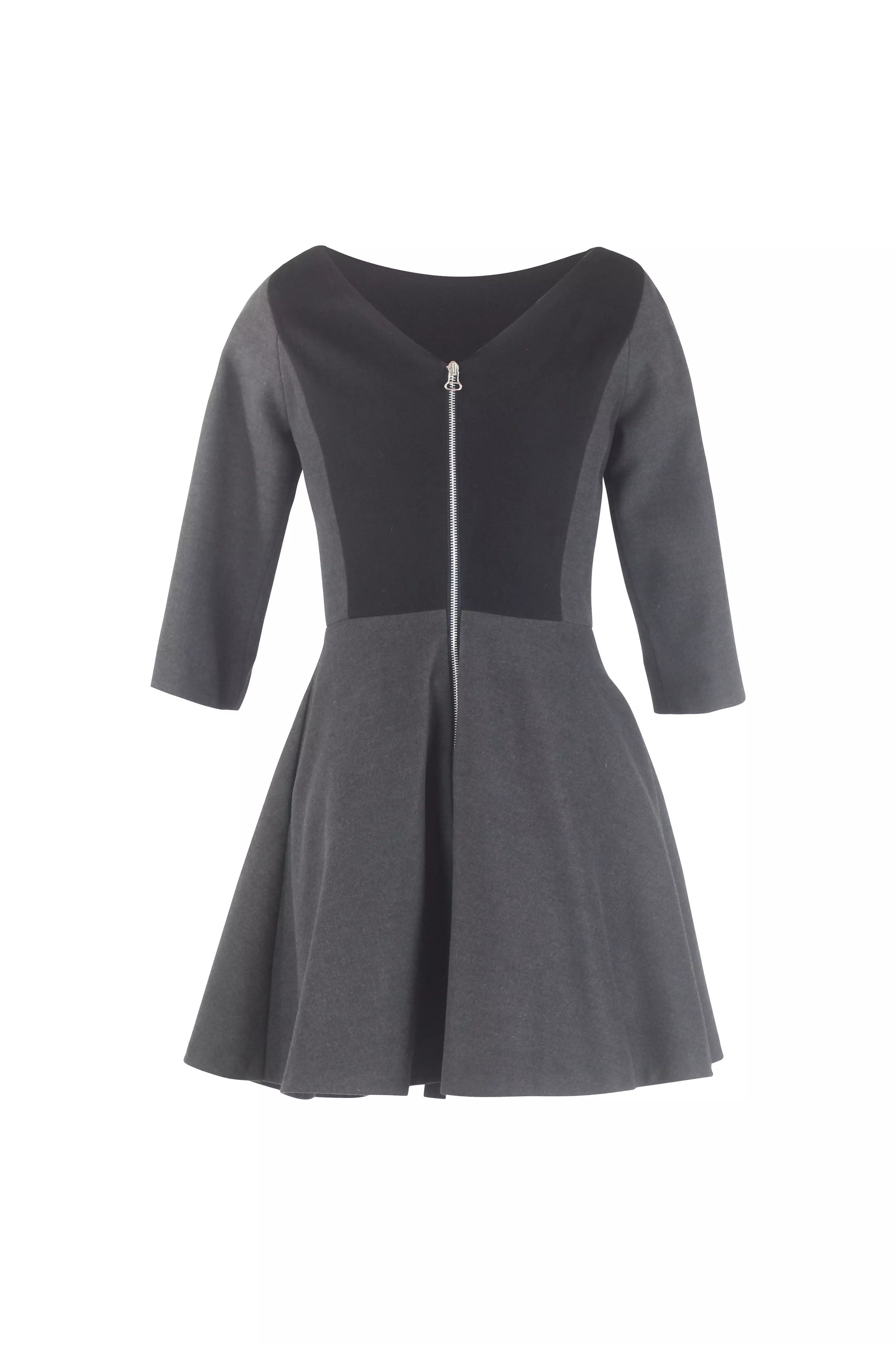 Wool Colour-Block Fit & Flare Dress
