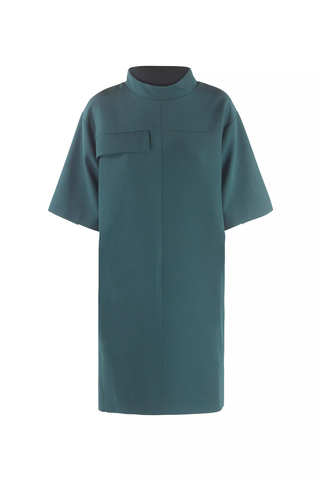 Teal Mock-Neck Shift Dress