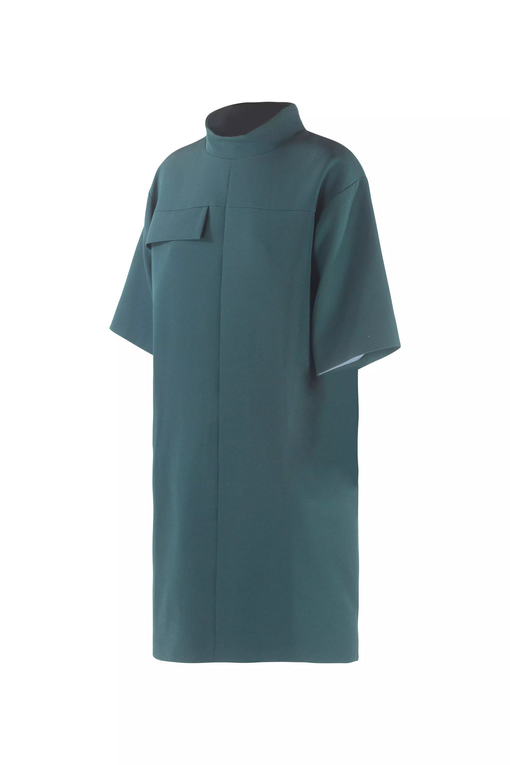 Teal Mock-Neck Shift Dress