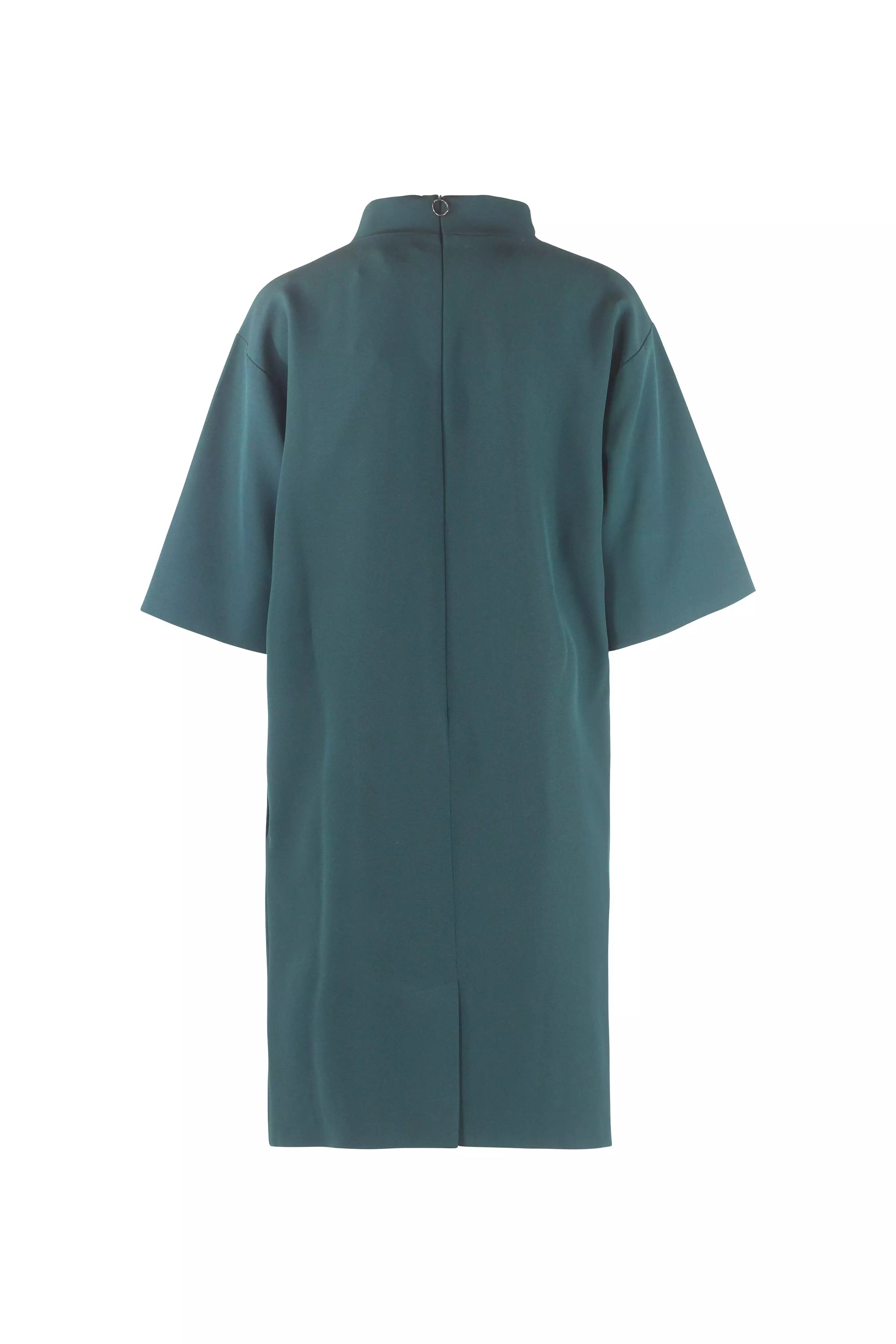 Teal Mock-Neck Shift Dress