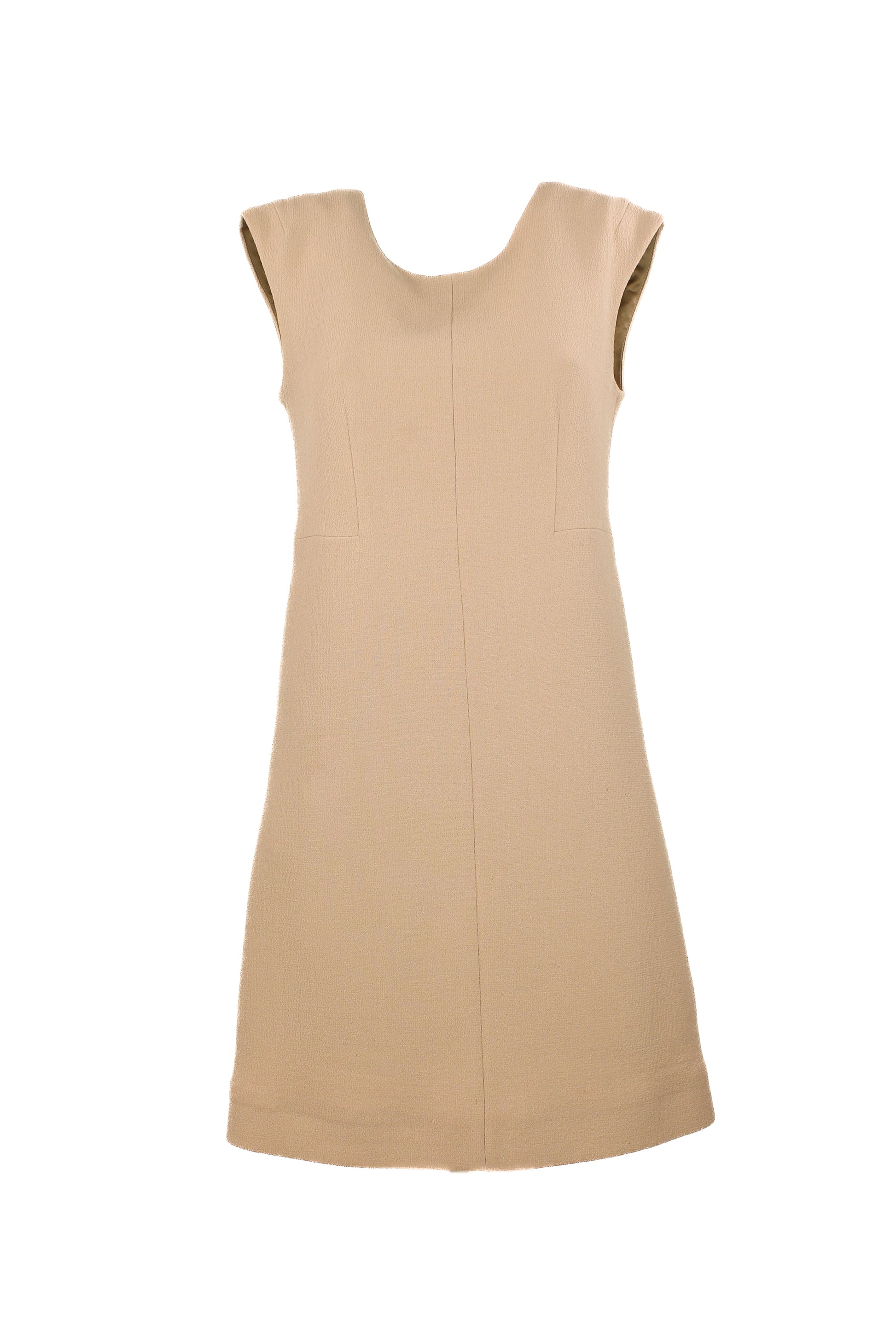 Wool Blend Sleeveless A-Line Dress with V-Back