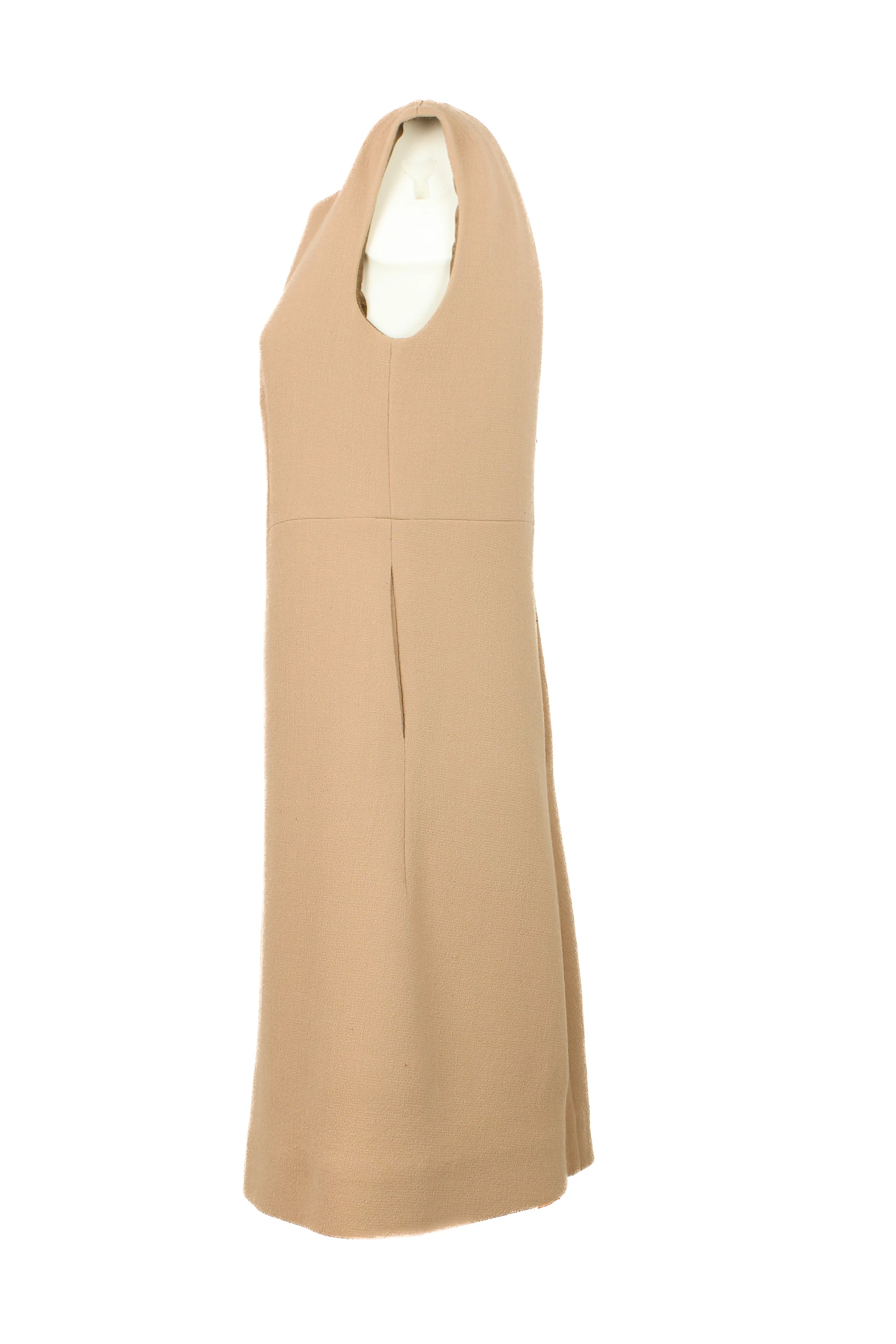 Wool Blend Sleeveless A-Line Dress with V-Back