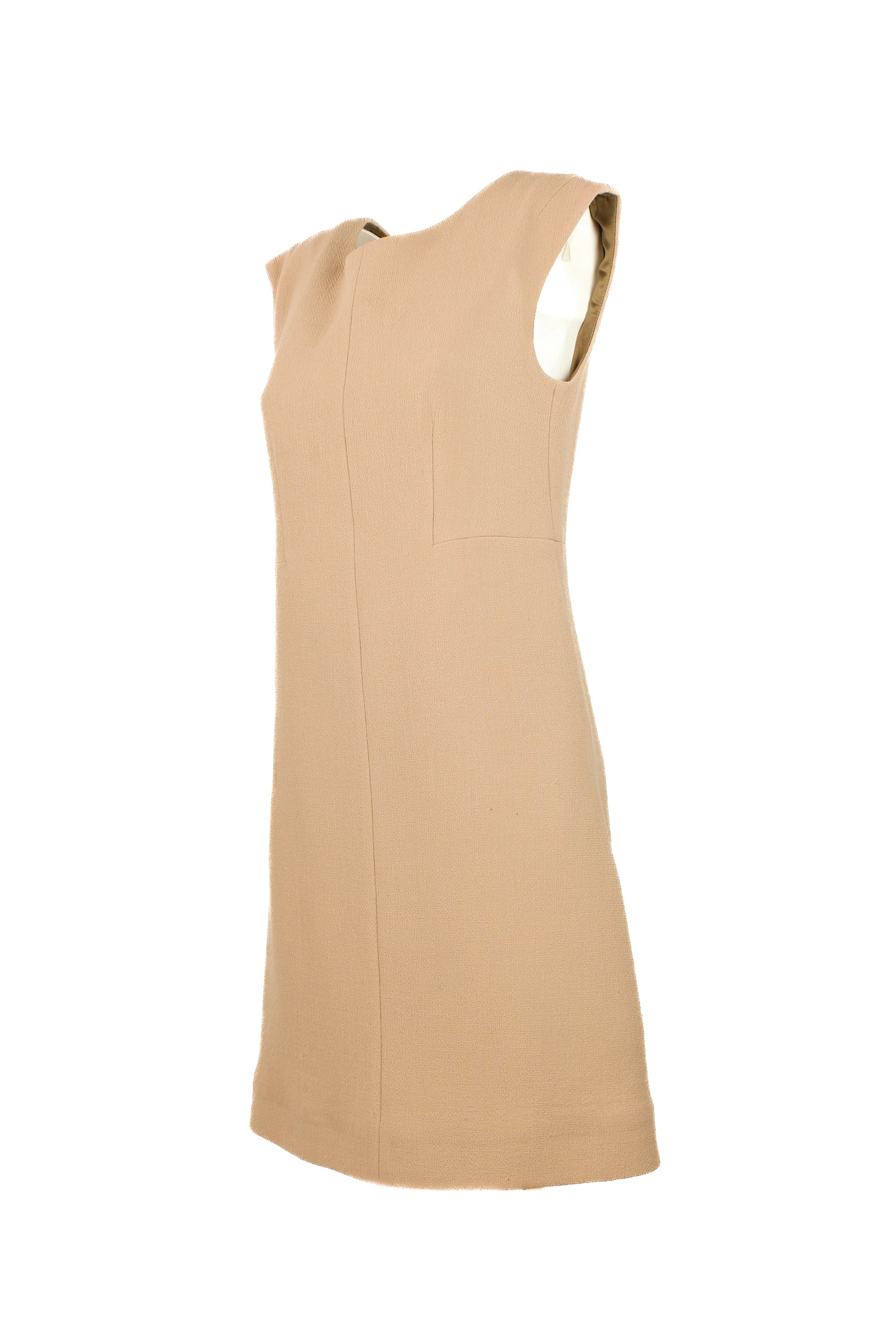 Wool Blend Sleeveless A-Line Dress with V-Back