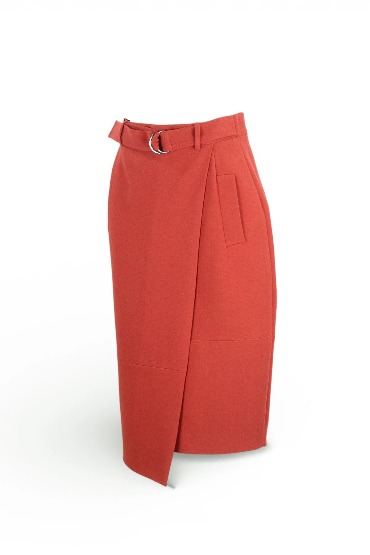 Midi Skirt with Wrap and Belt Detail