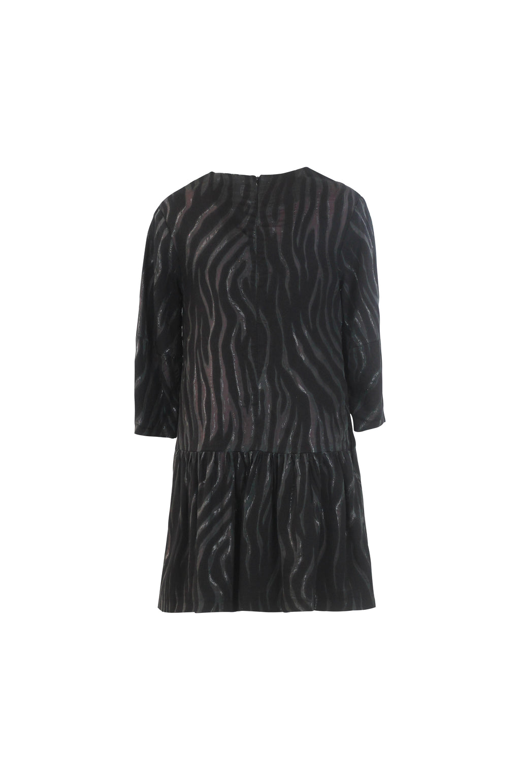 Long Sleeve Zebra Print Ruched Mini Dress