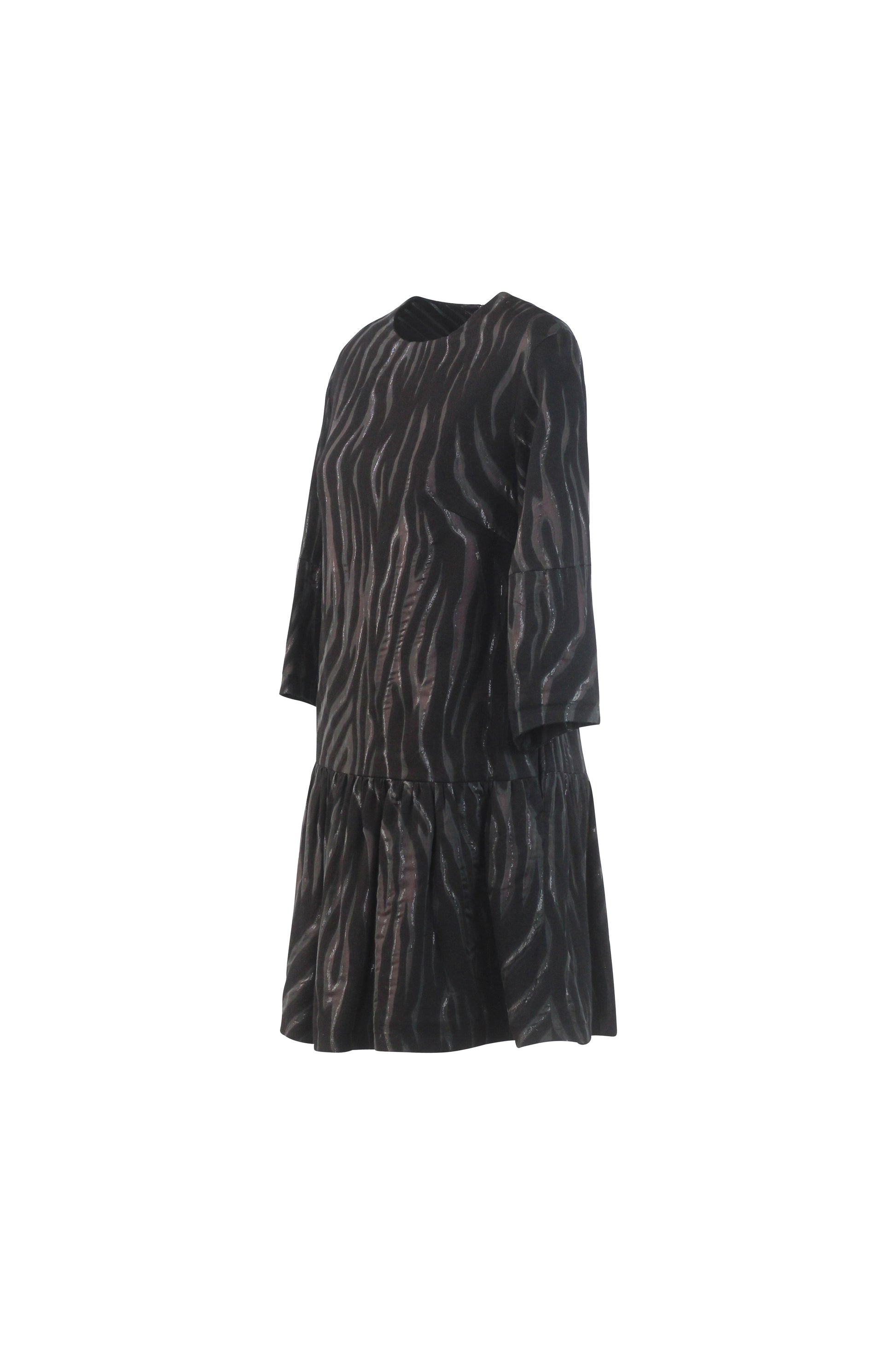 Long Sleeve Zebra Print Ruched Mini Dress