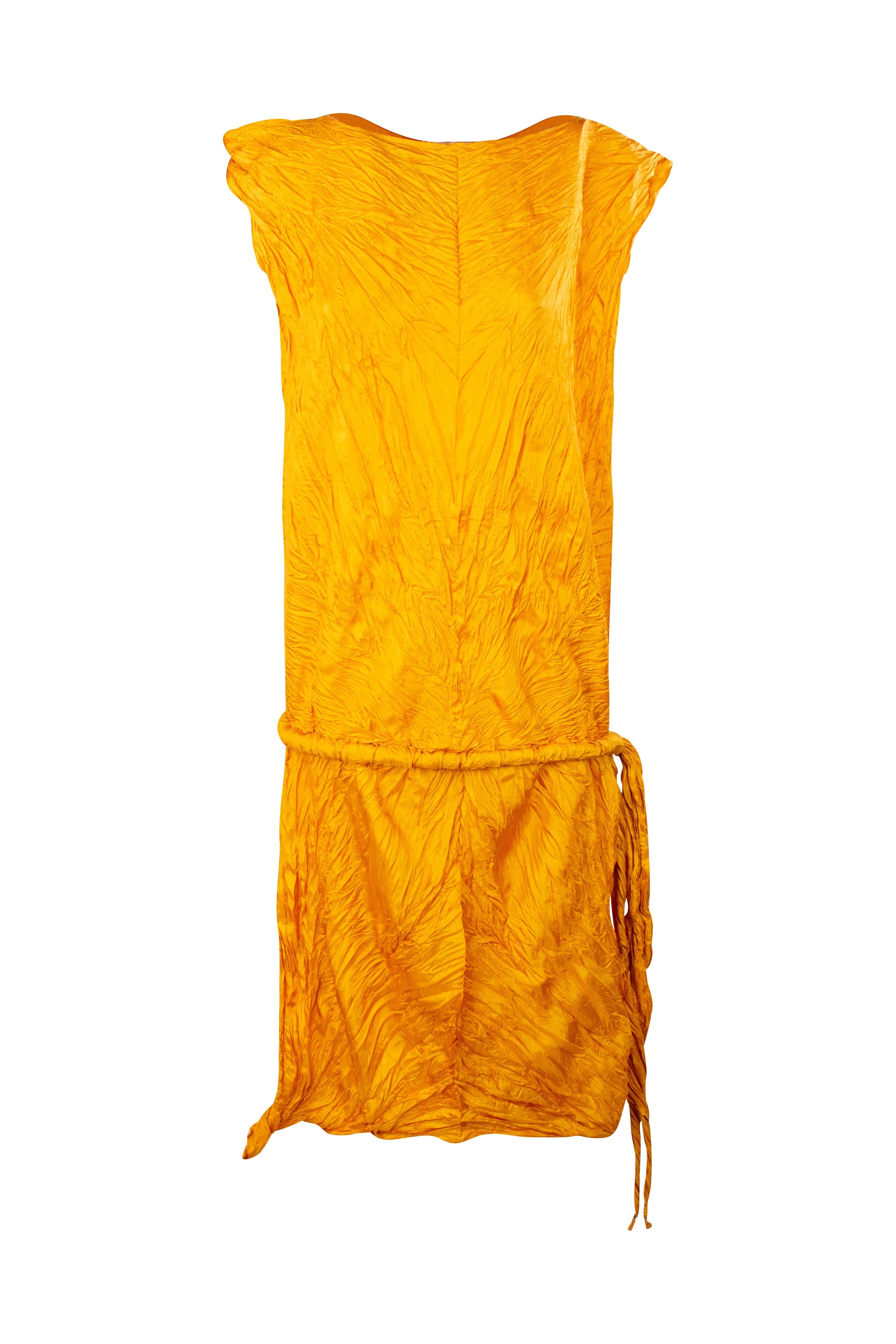 Orange crinkled pleats dress
