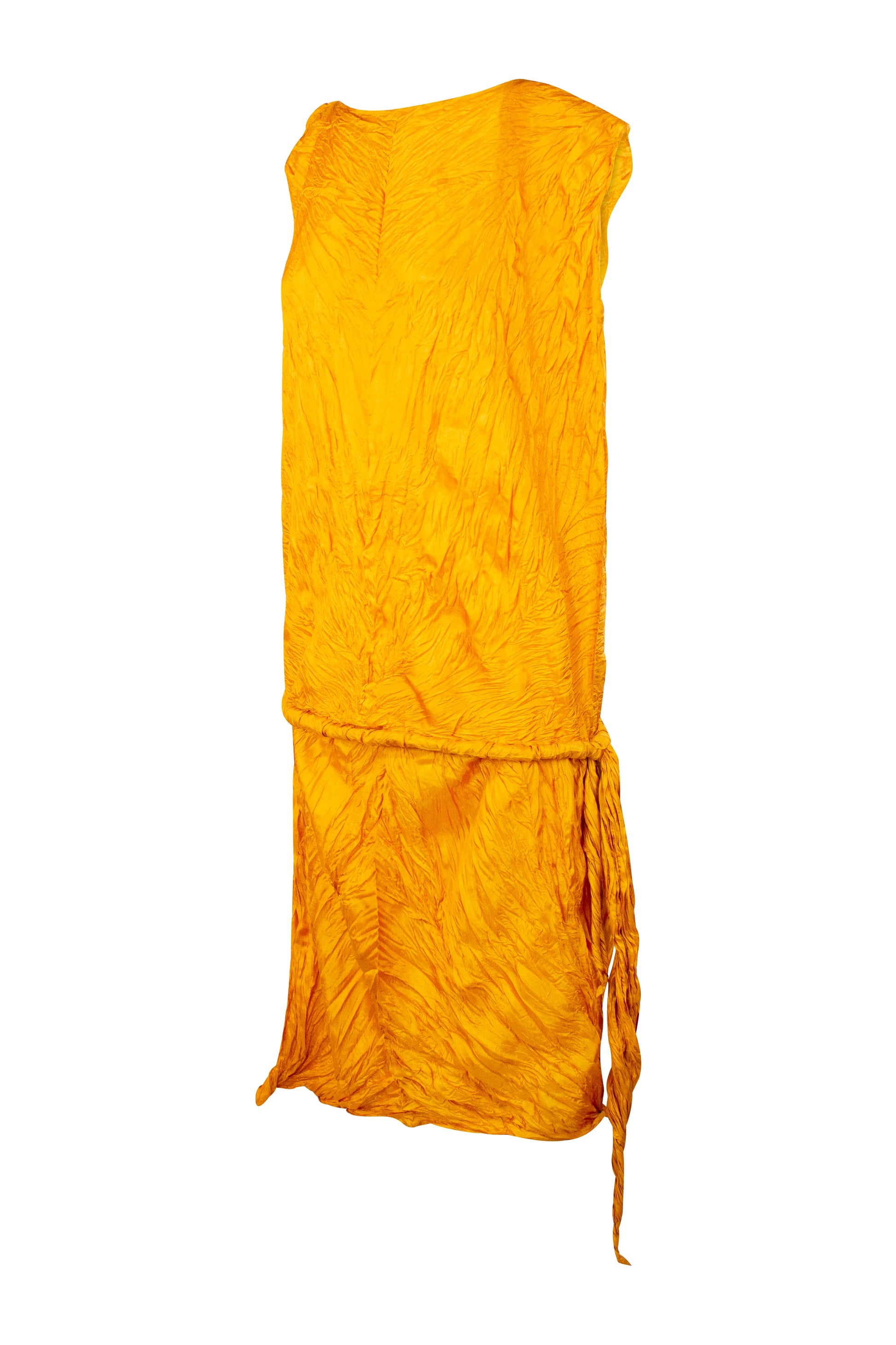 Orange crinkled pleats dress