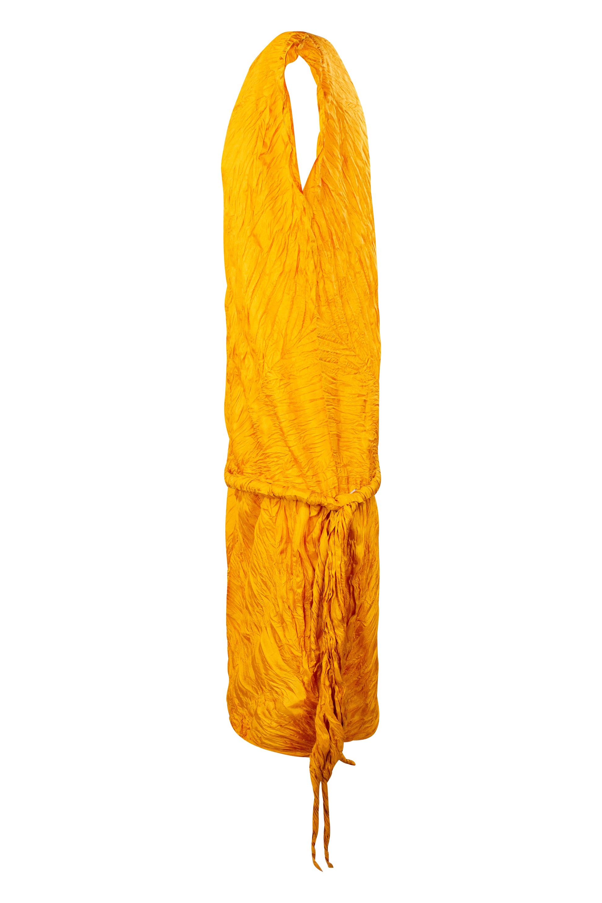 Orange crinkled pleats dress