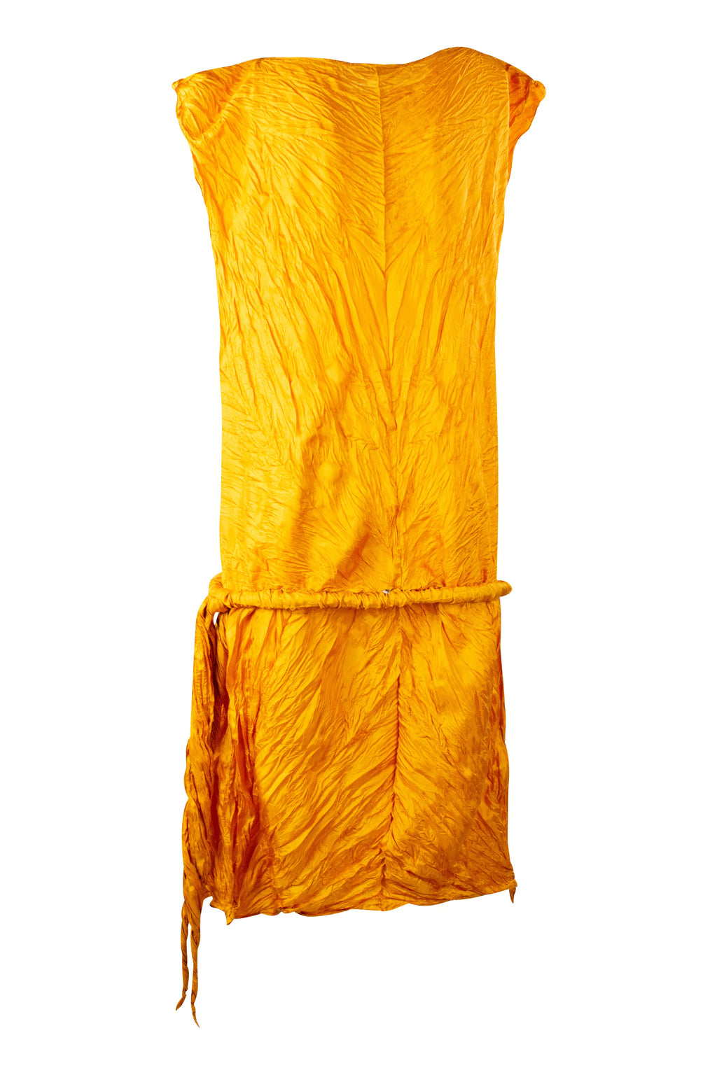 Orange crinkled pleats dress