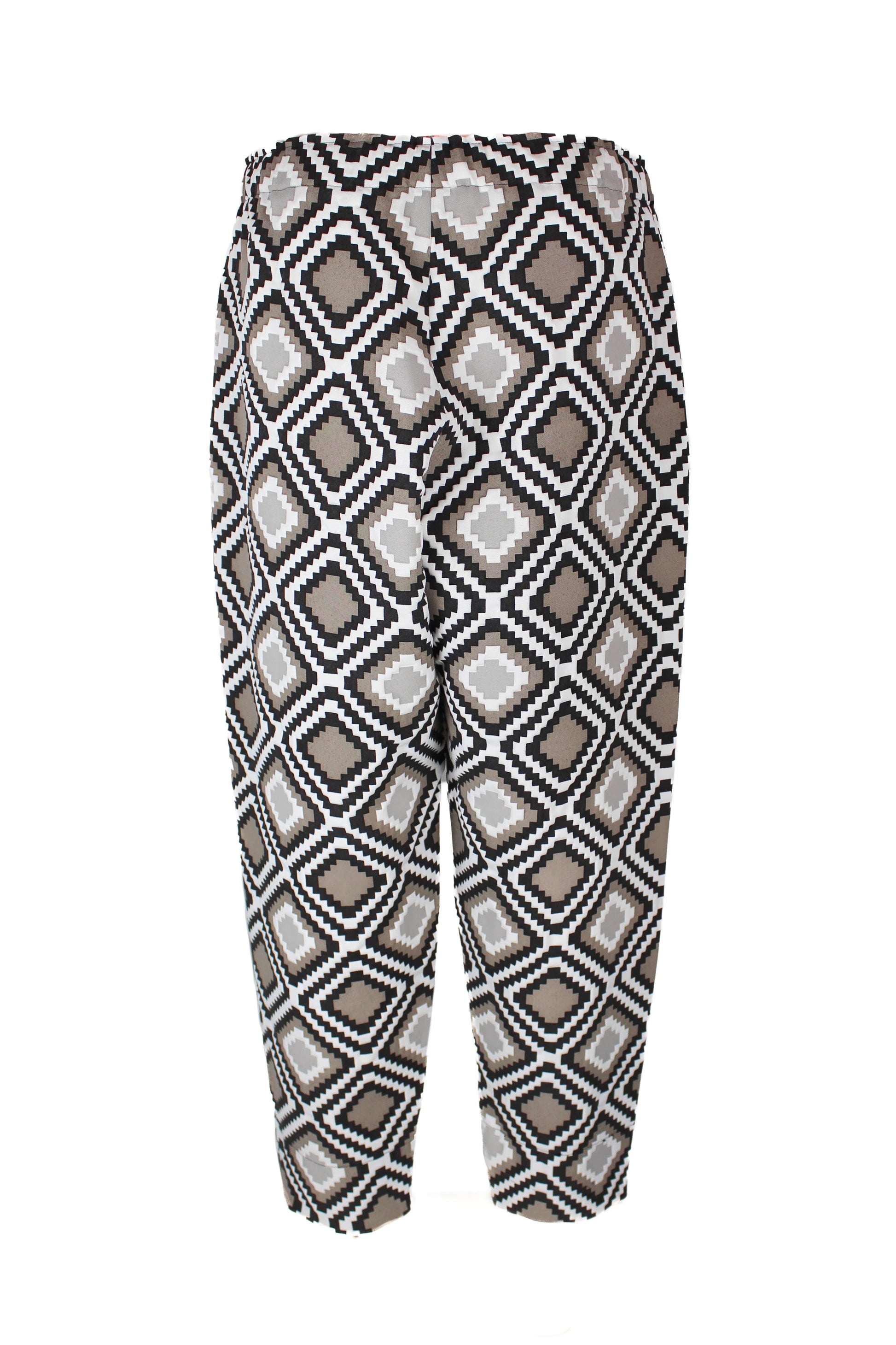Patterned Carrot Trousers with Geometric Print