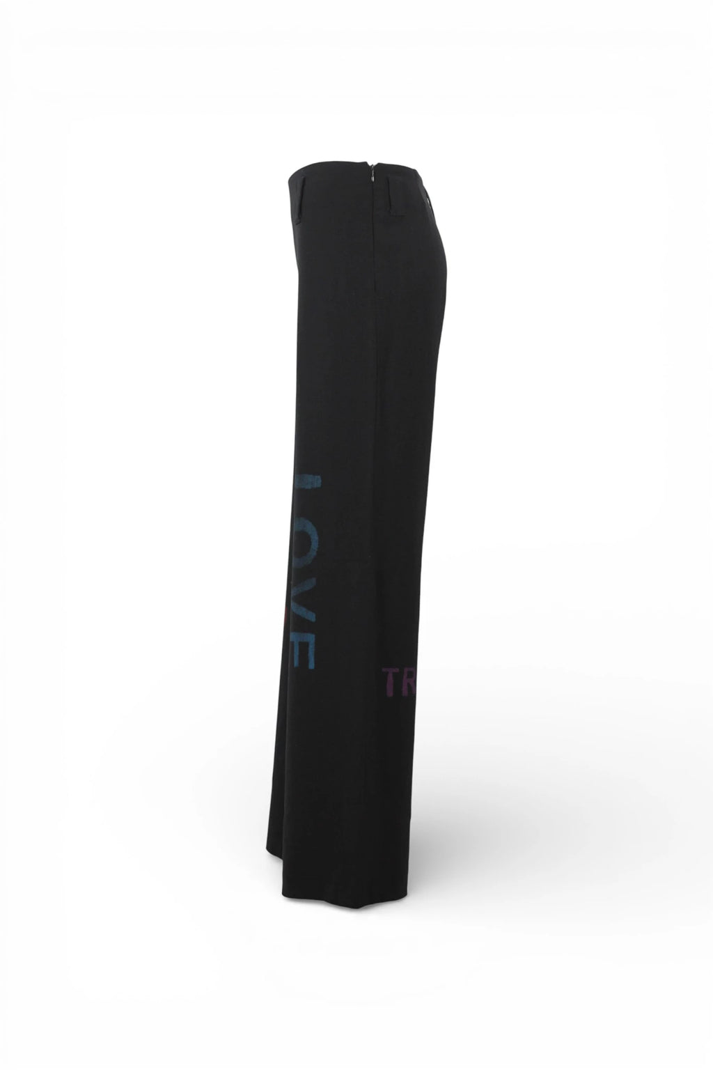 Wide-Leg Wool Palazzo Trousers with Graffiti Print