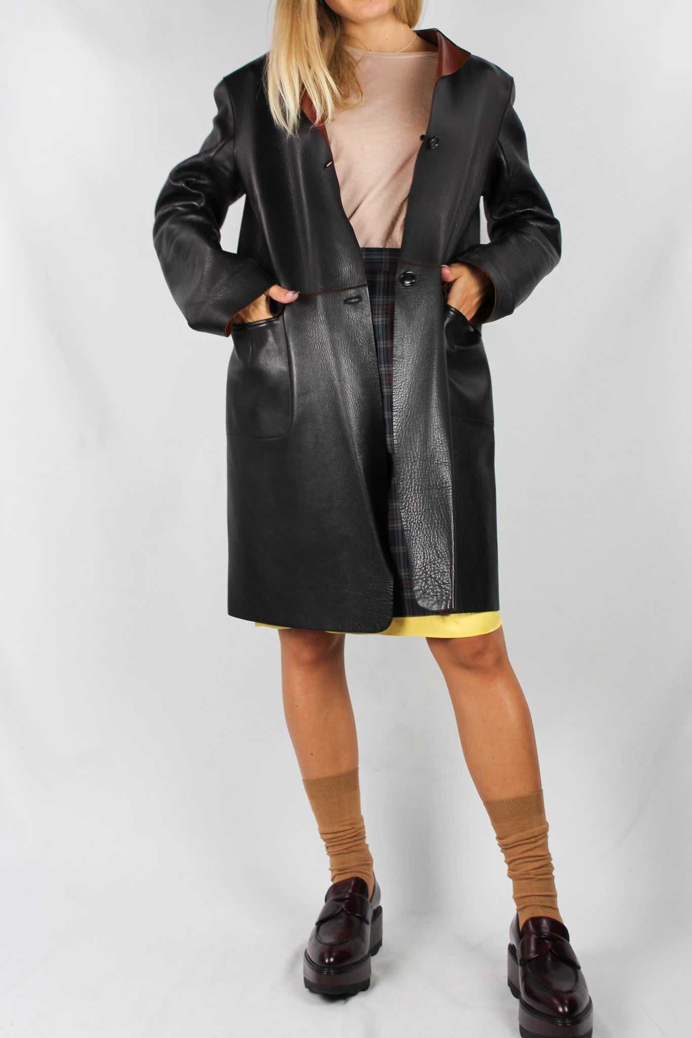 Black and Brown Reversible Leather Jacket