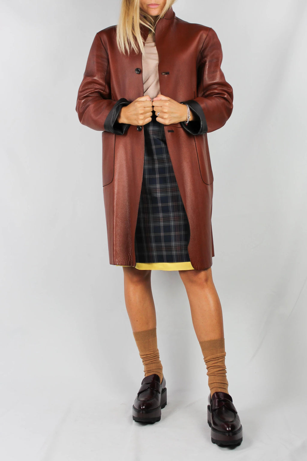 Black and Brown Reversible Leather Jacket