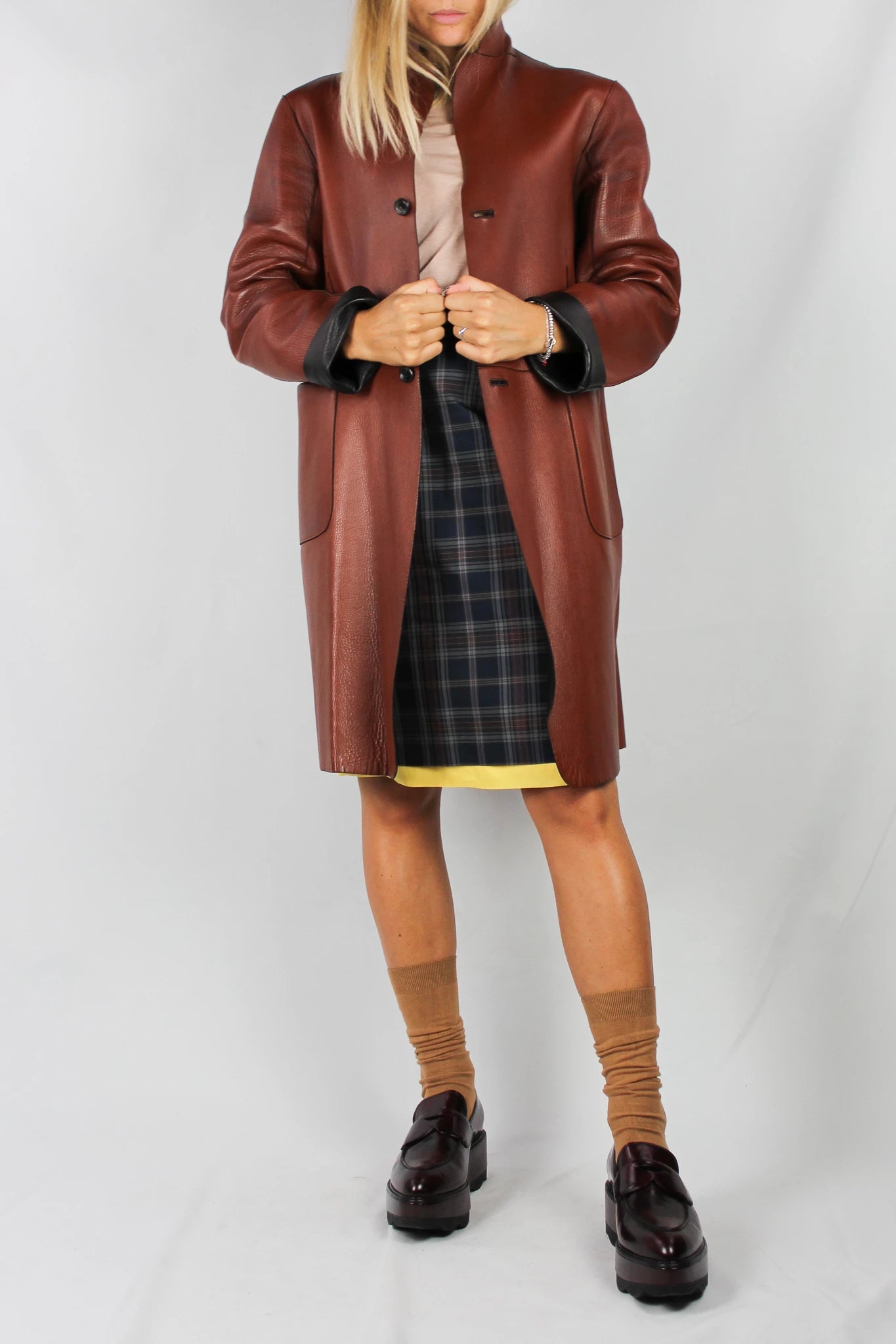 Black and Brown Reversible Leather Jacket