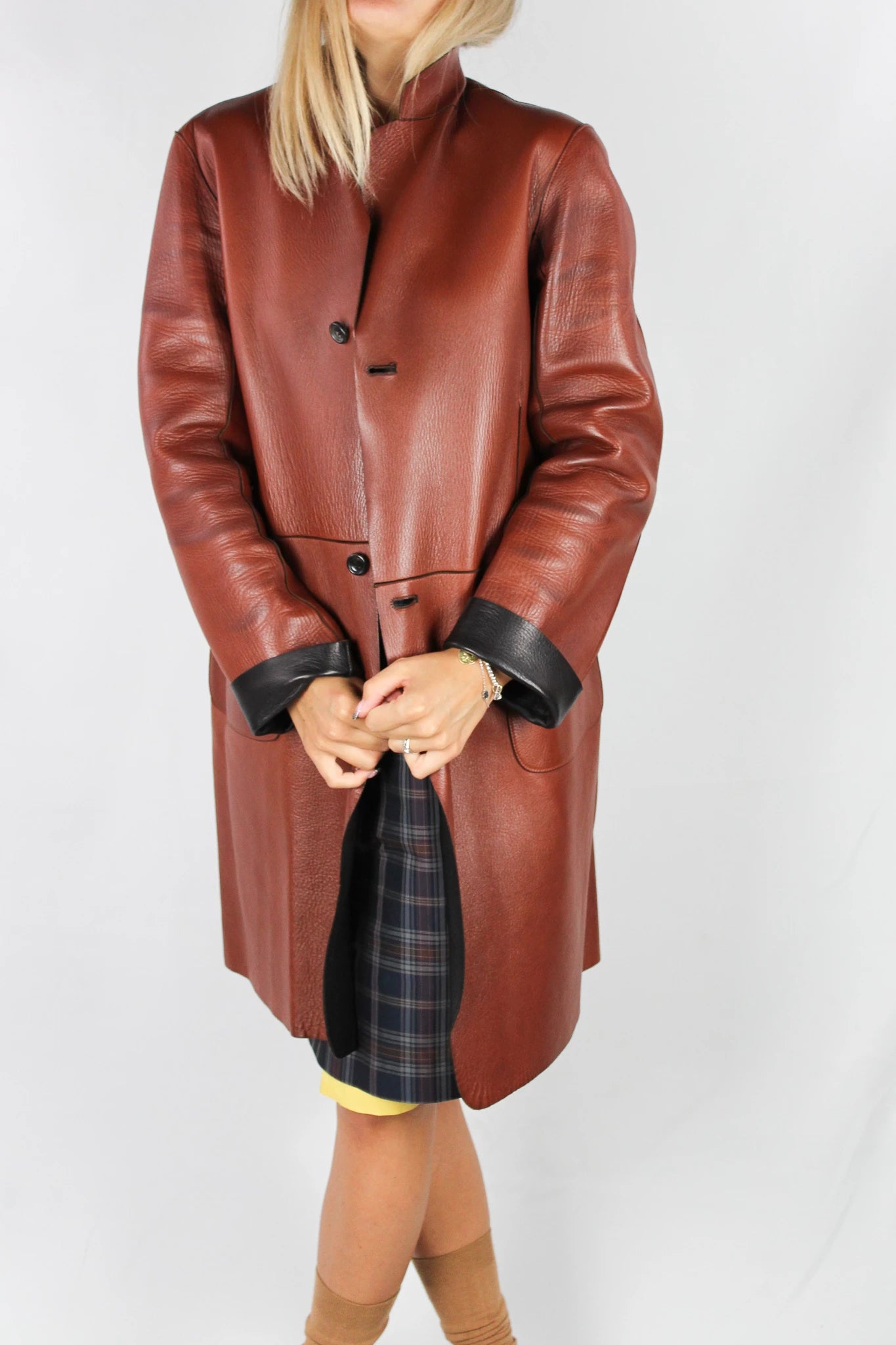 Black and Brown Reversible Leather Jacket