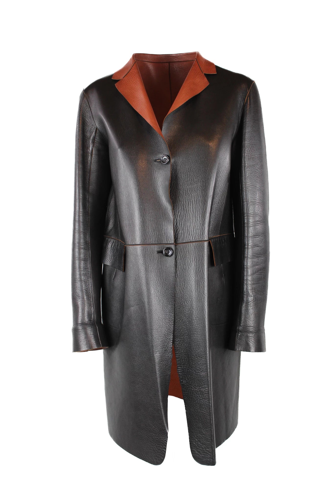 Black and Brown Reversible Leather Jacket