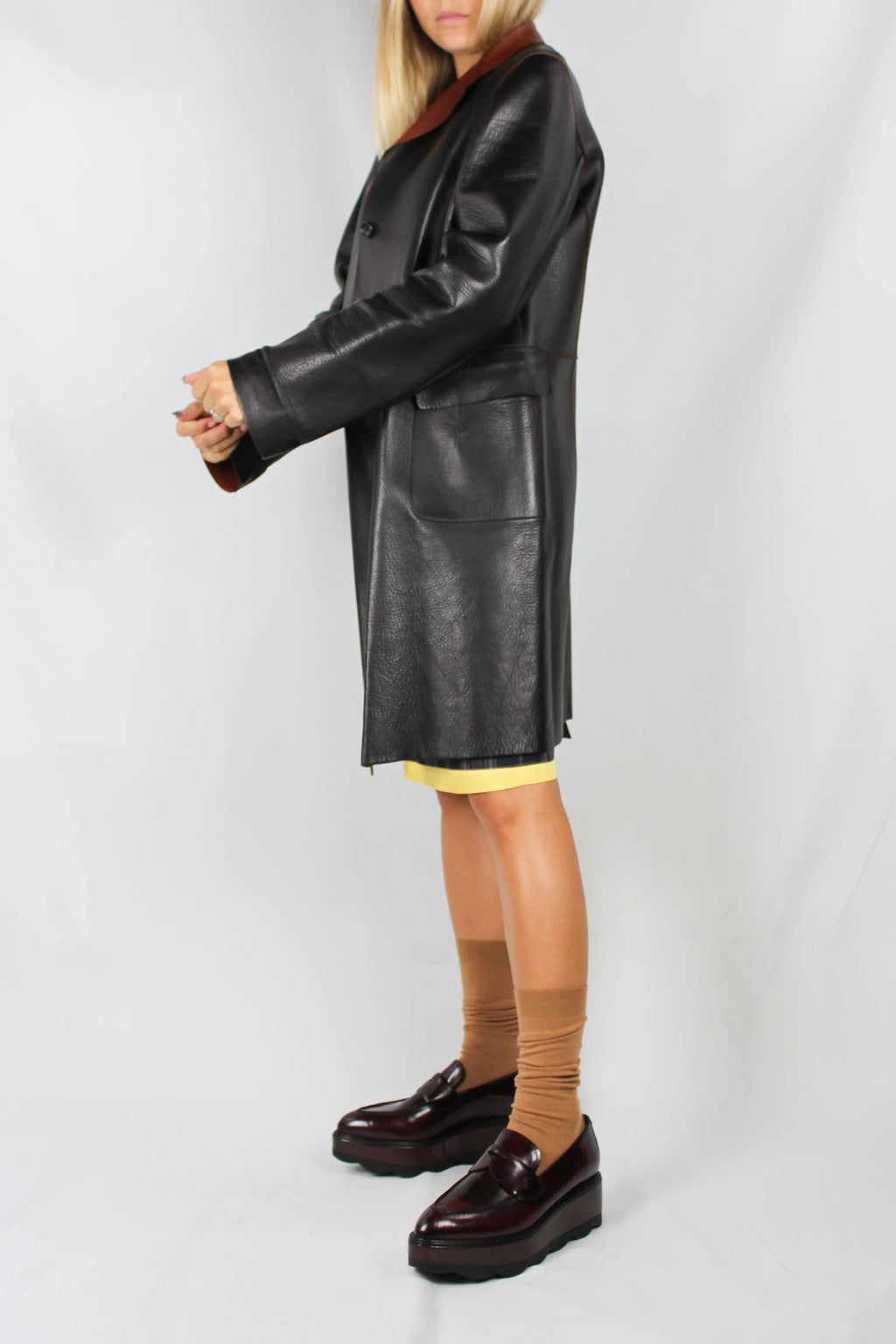 Black and Brown Reversible Leather Jacket