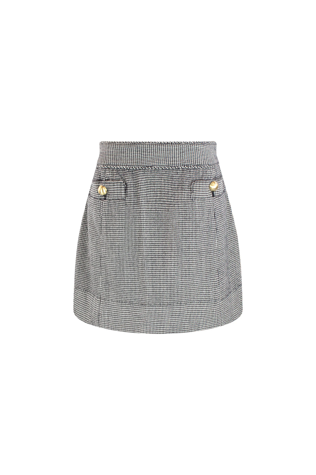 Pied de poule miniskirt with golden buttons