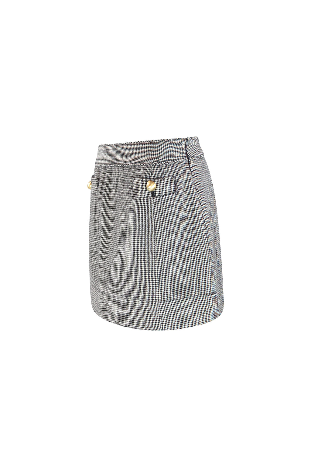 Pied de poule miniskirt with golden buttons