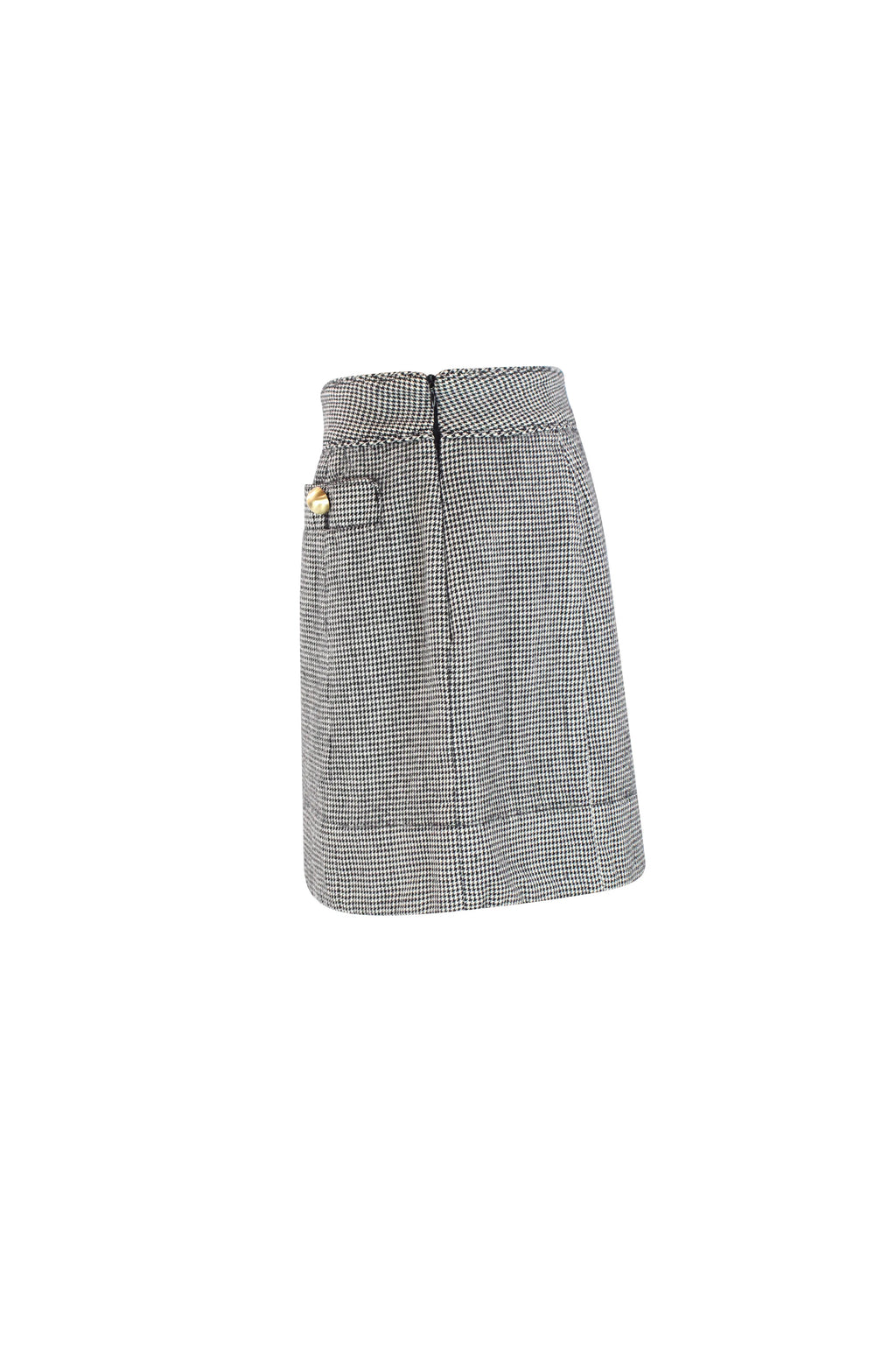 Pied de poule miniskirt with golden buttons