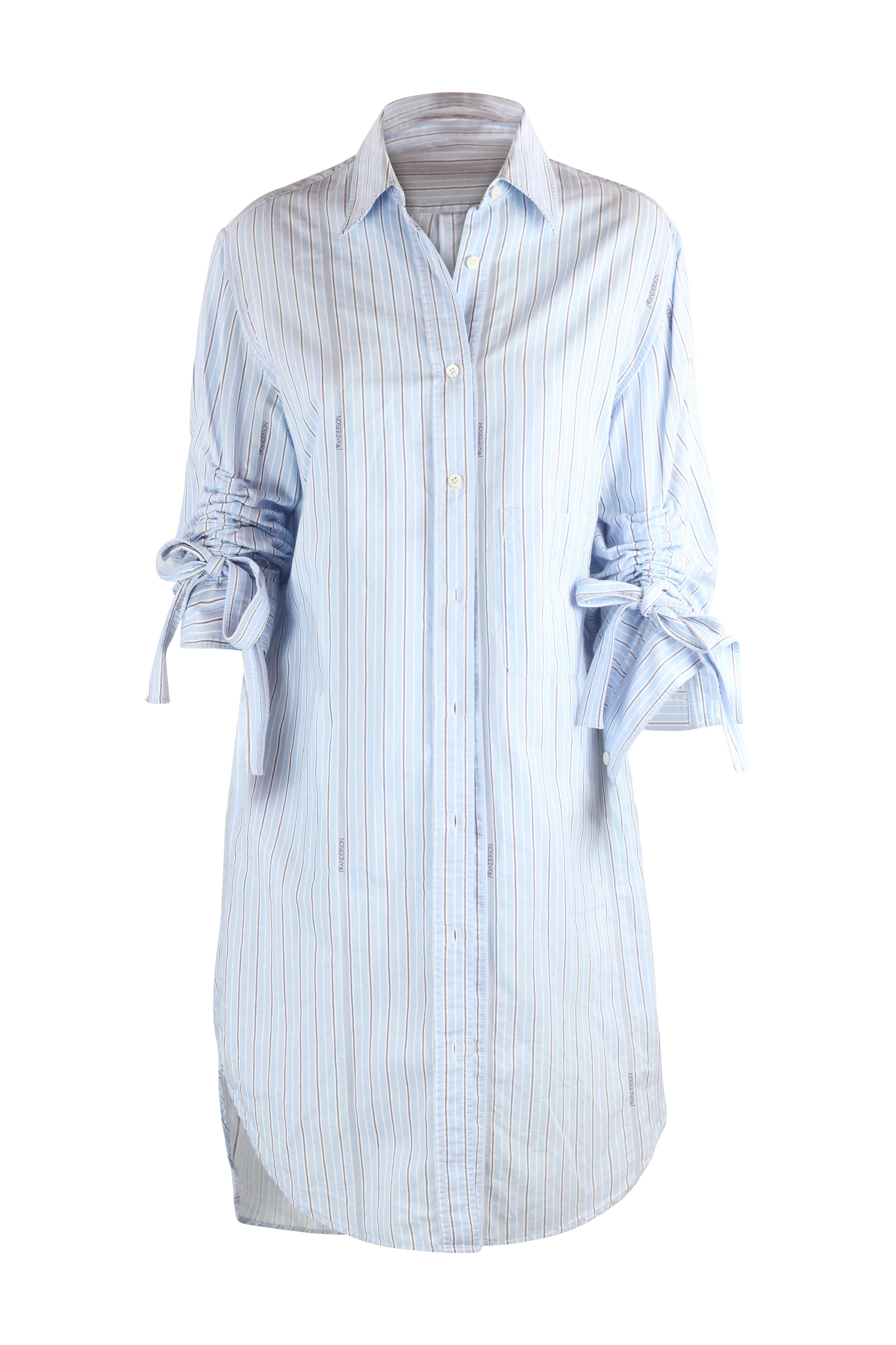 Chemisier Dress with Ruched Ribbon Sleeves