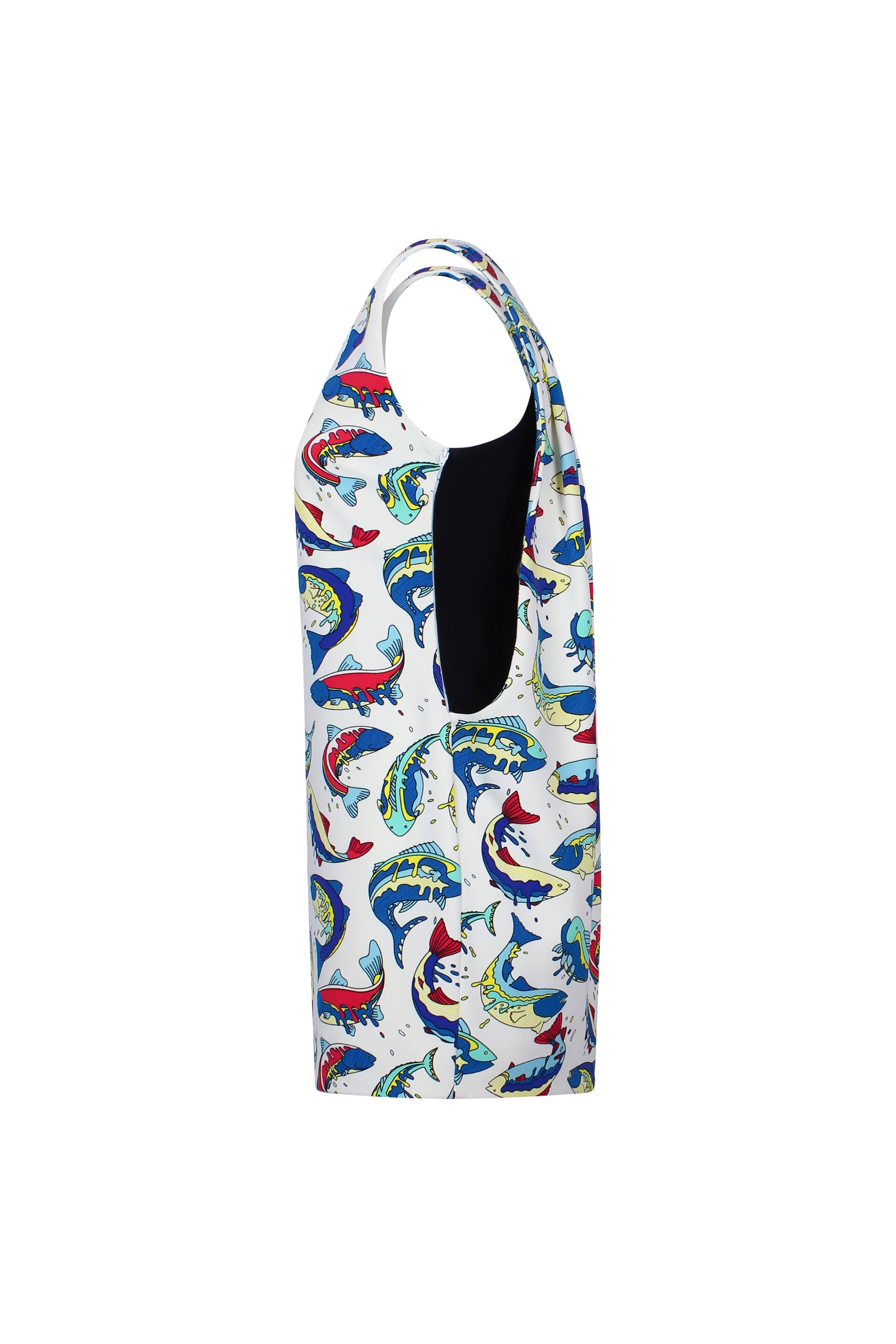 Fish-Print Mini Dress with Sack Back Detail SS2014
