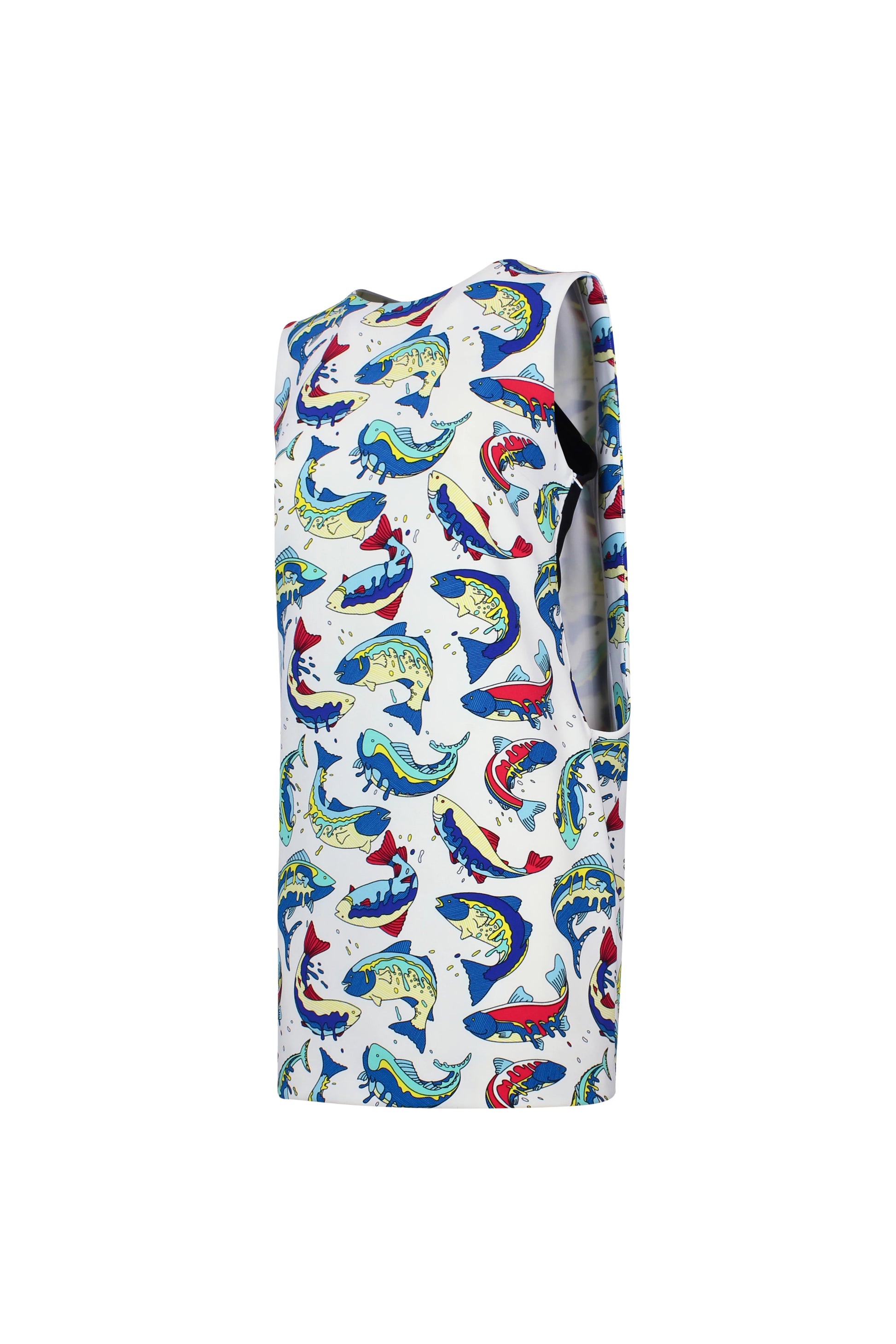 Fish-Print Mini Dress with Sack Back Detail SS2014