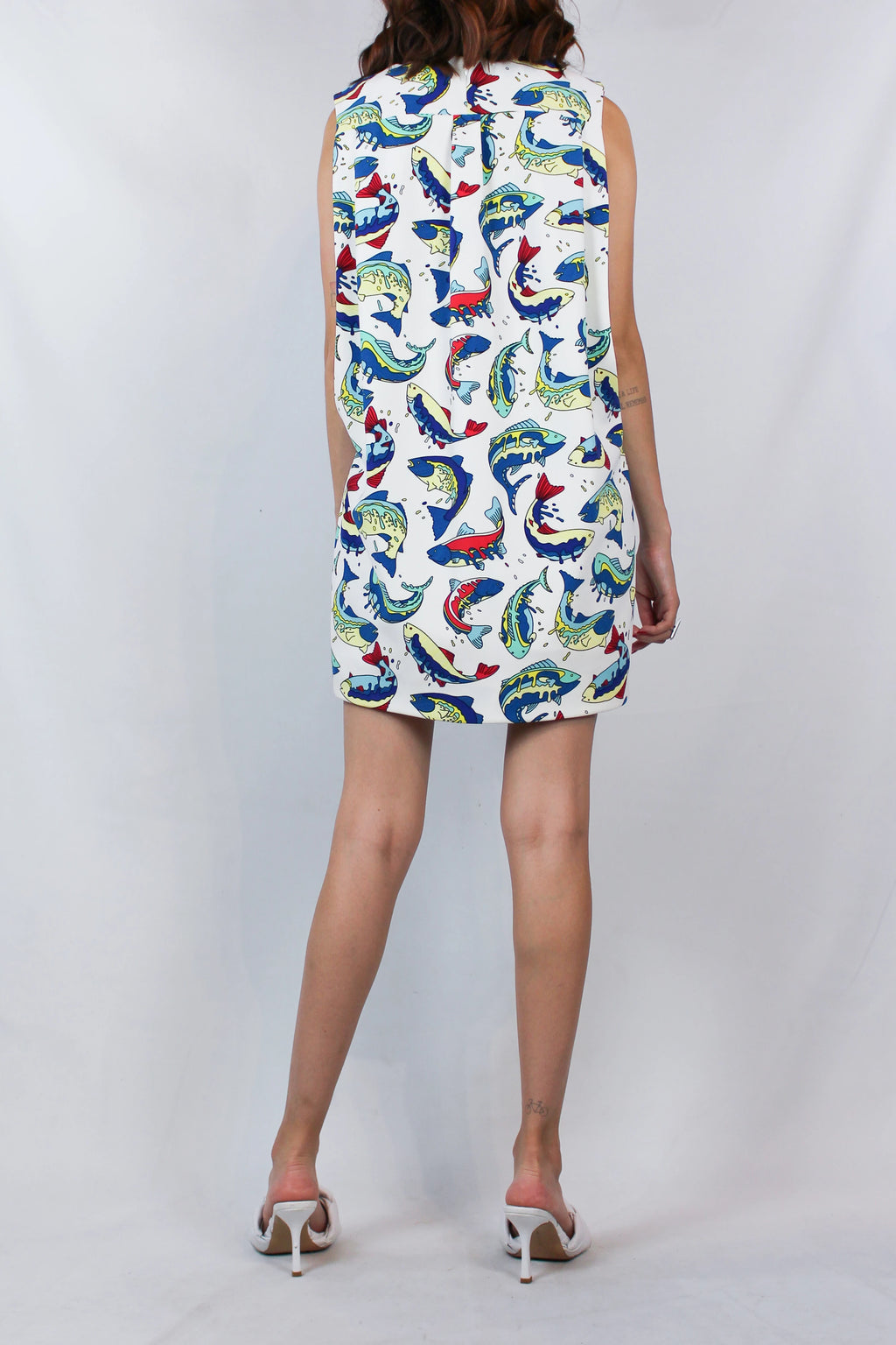 Fish-Print Mini Dress with Sack Back Detail SS2014