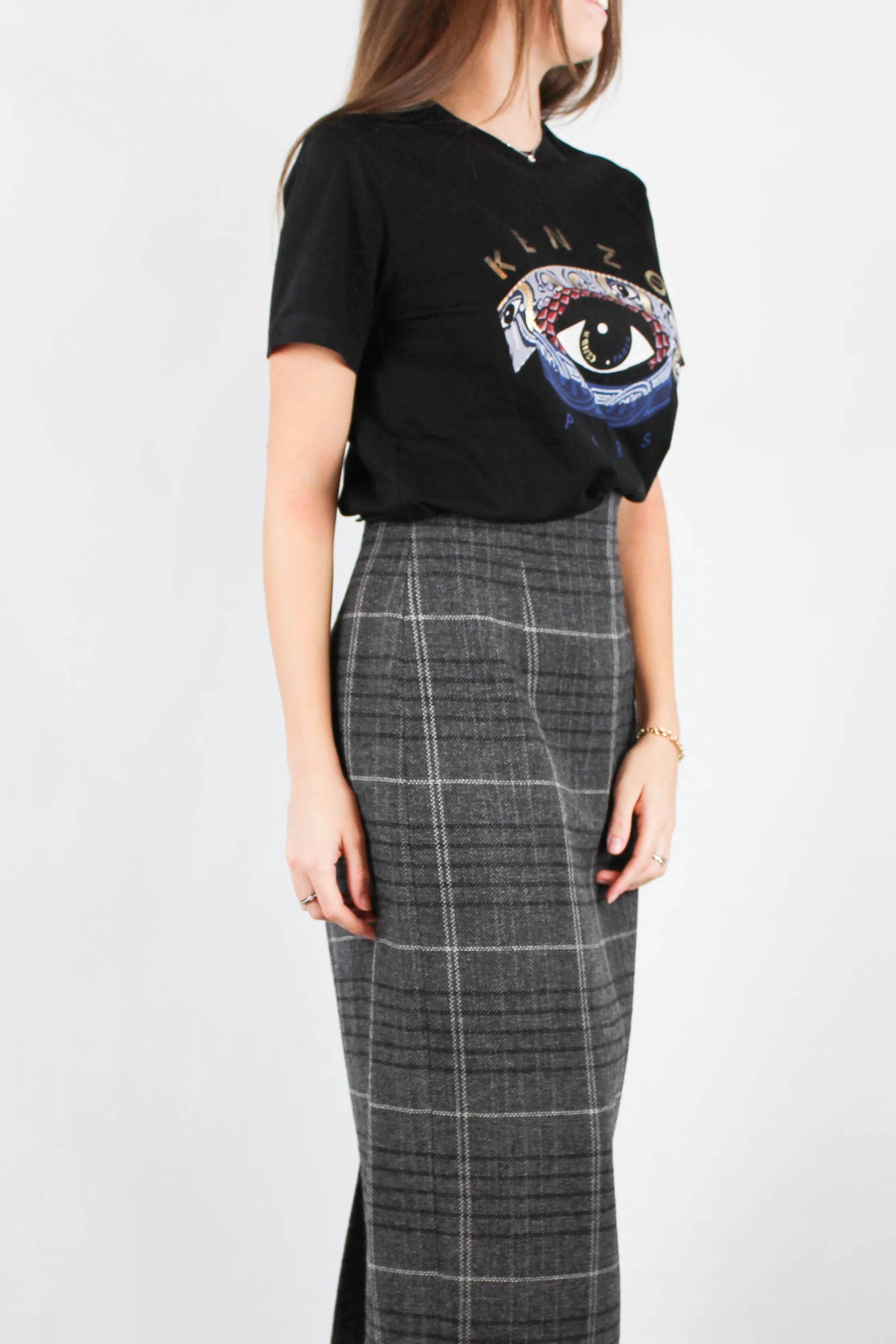 Black Cotton T-Shirt with Metallic Eye Print