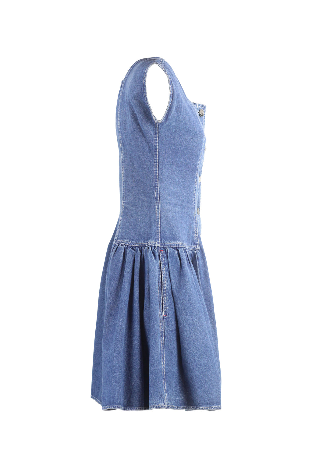 Denim Dress with Square Neckline