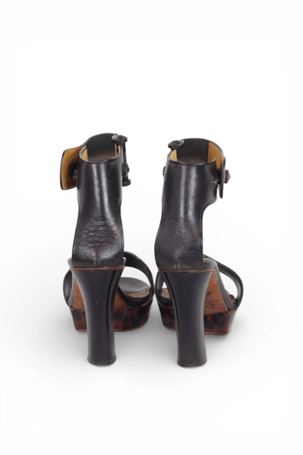 Black Sandals with Metallic Ankle Strap Details