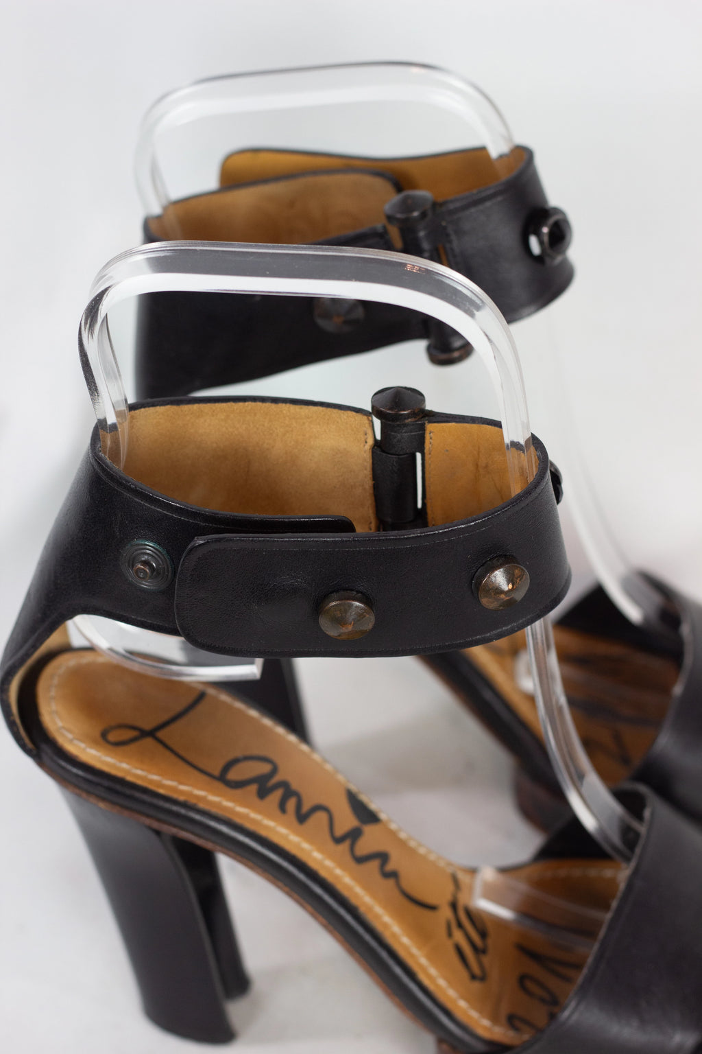 Black Sandals with Metallic Ankle Strap Details