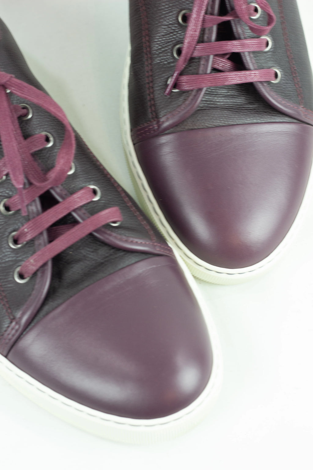Burgundy leather sneakers