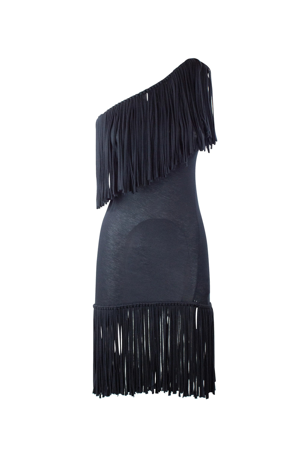 Fringed asymmetric dress