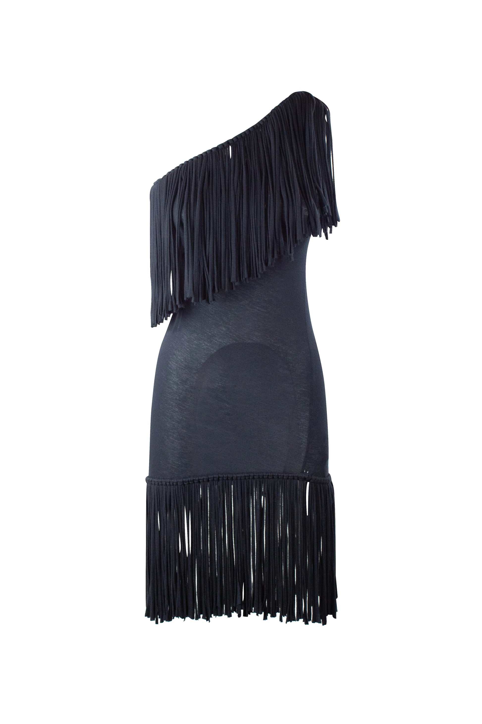 Fringed asymmetric dress
