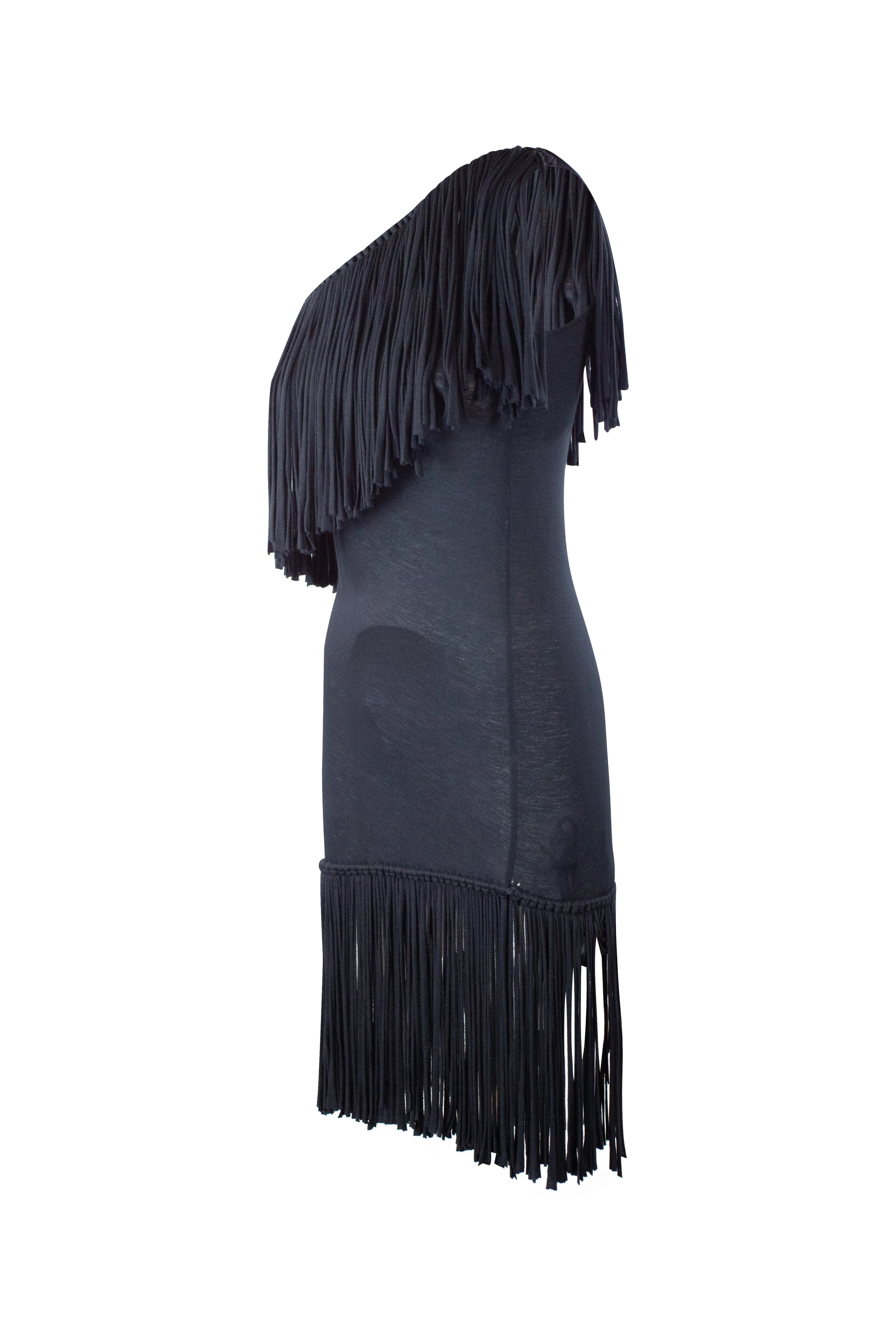 Fringed asymmetric dress