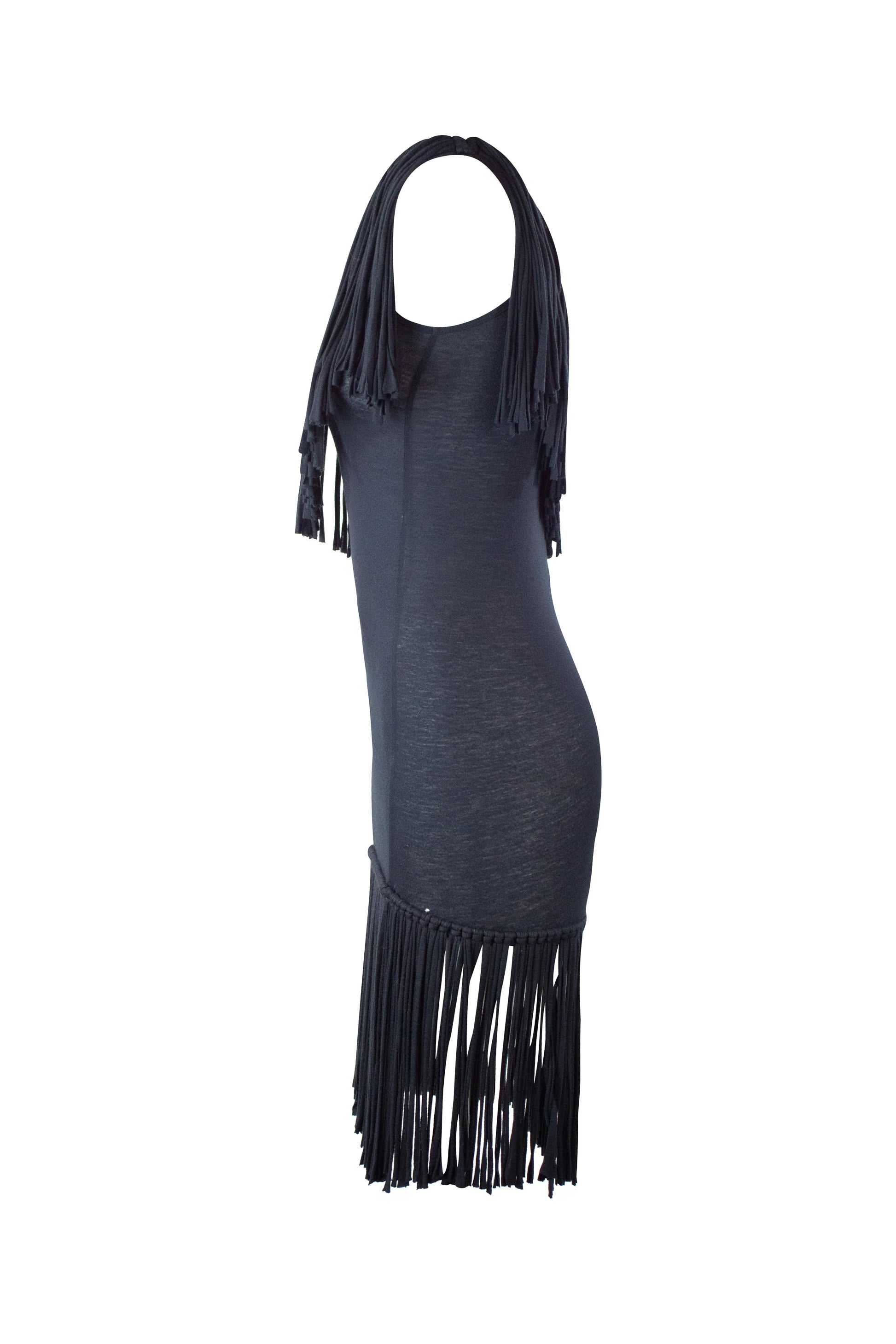 Fringed asymmetric dress