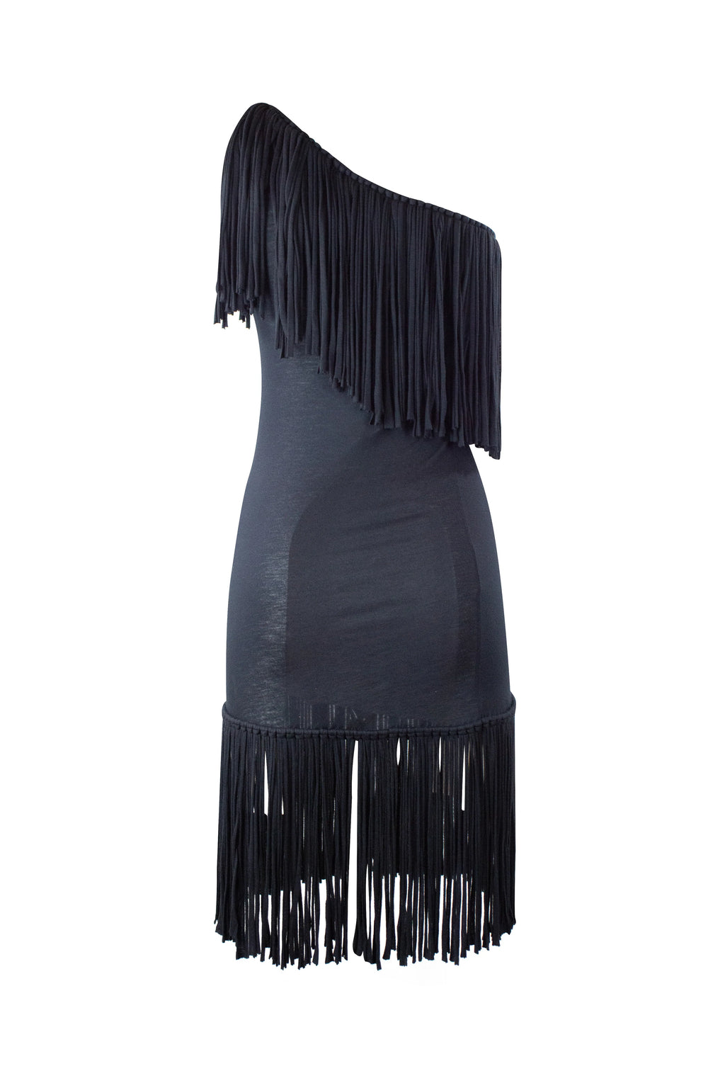Fringed asymmetric dress