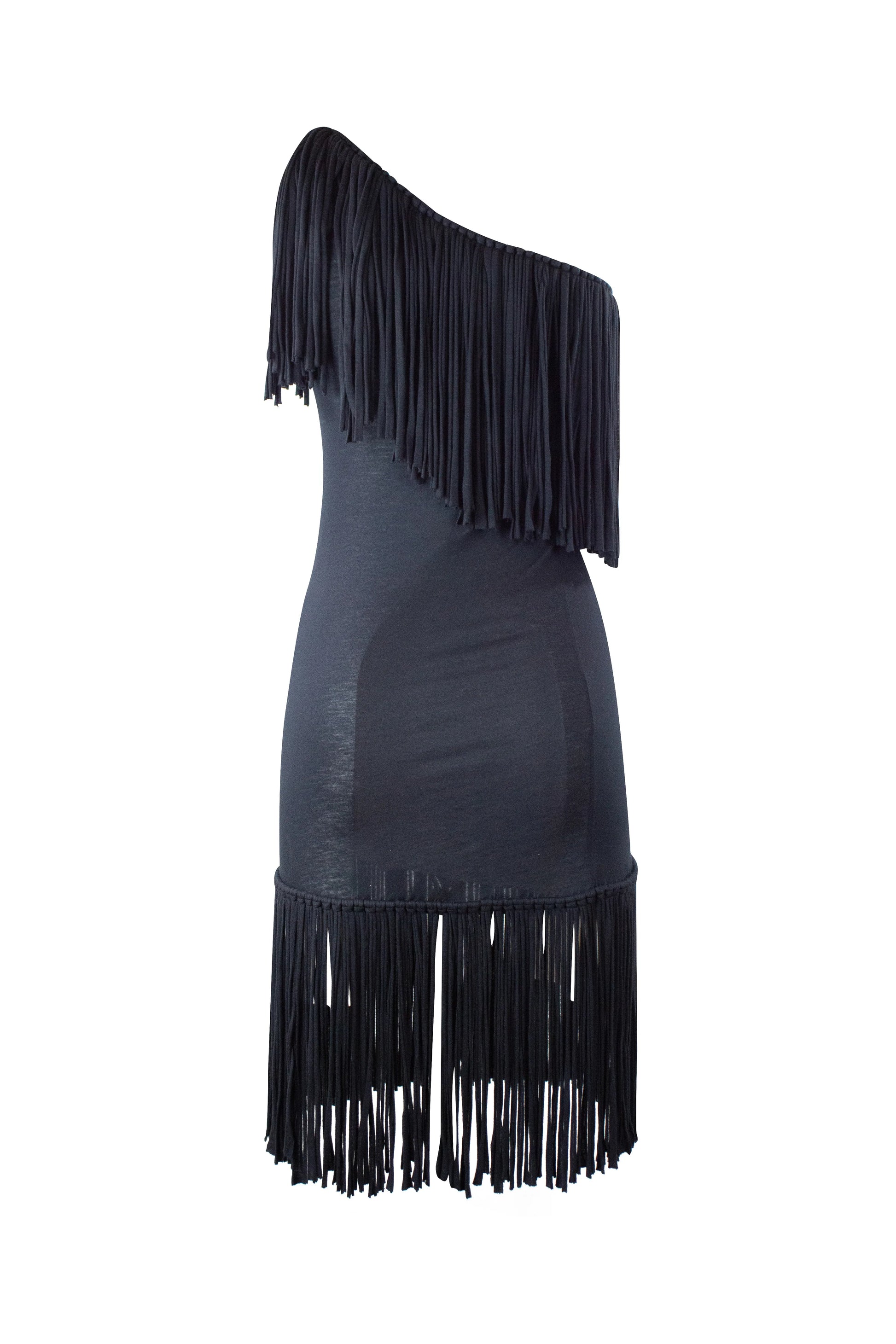 Fringed asymmetric dress